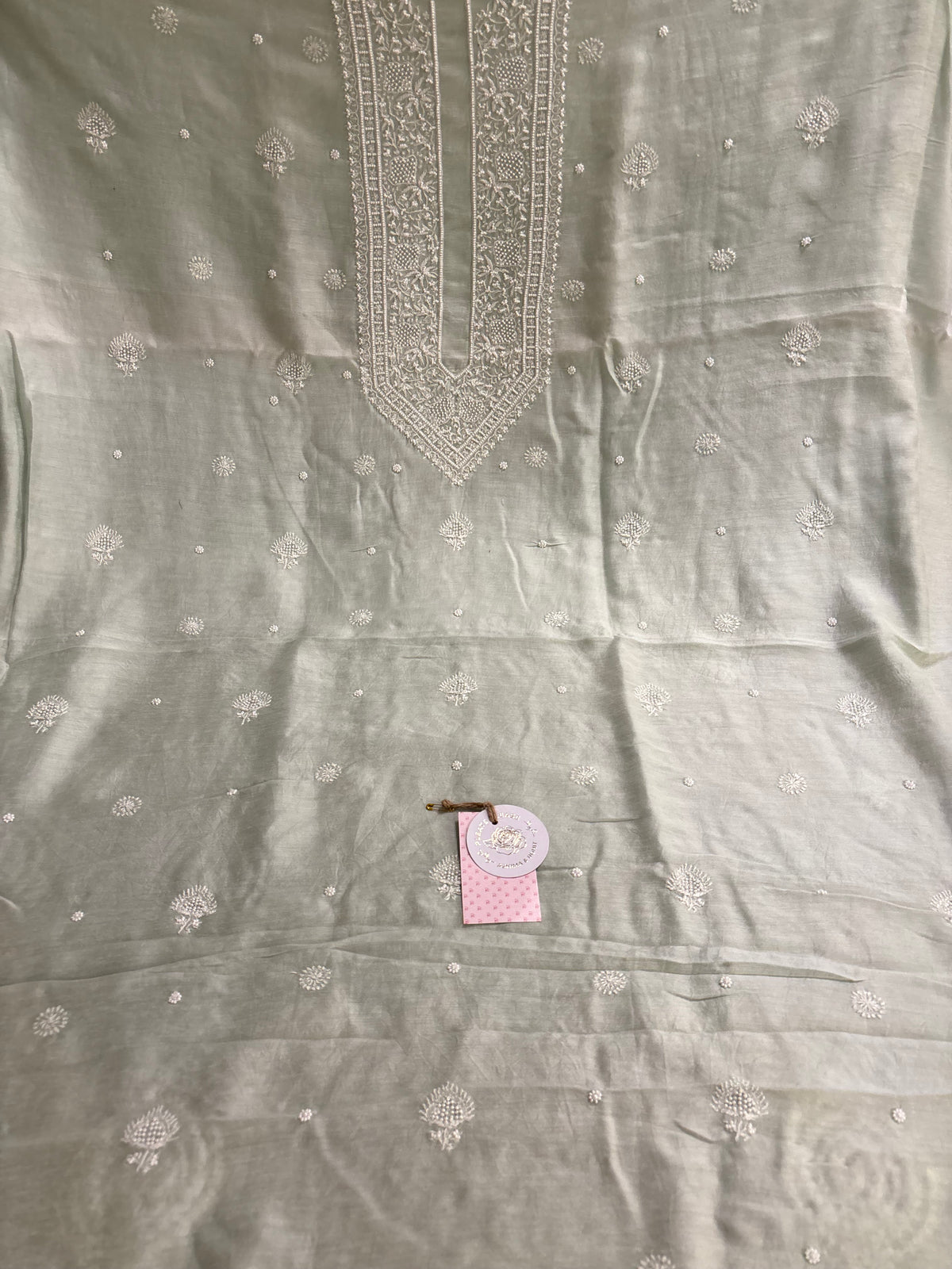 Mint Green Chanderi Silk Chikankari Men’s Kurta