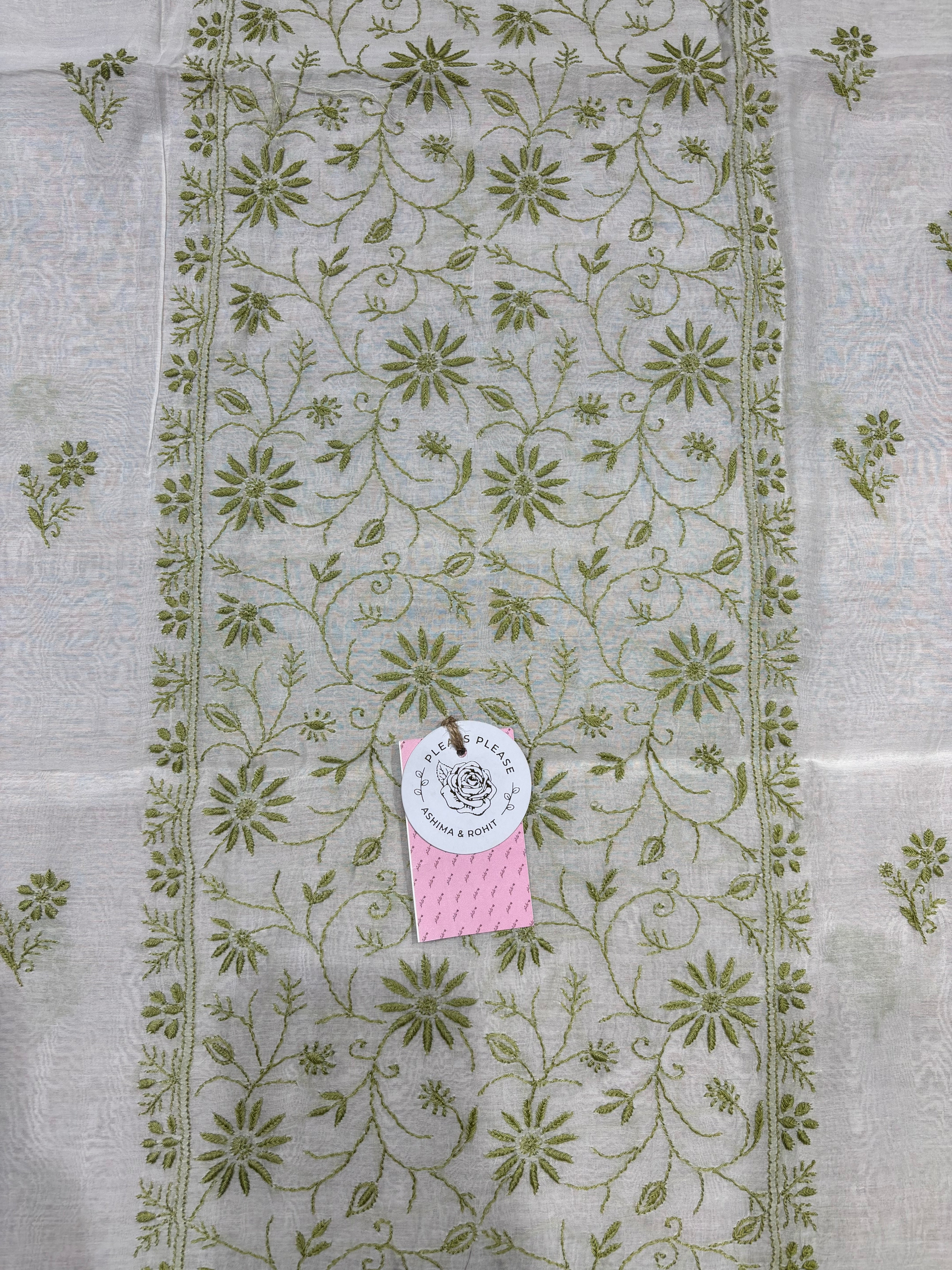 Dyeable Chanderi Mul Chikankari Kurta and Dupatta Fabric