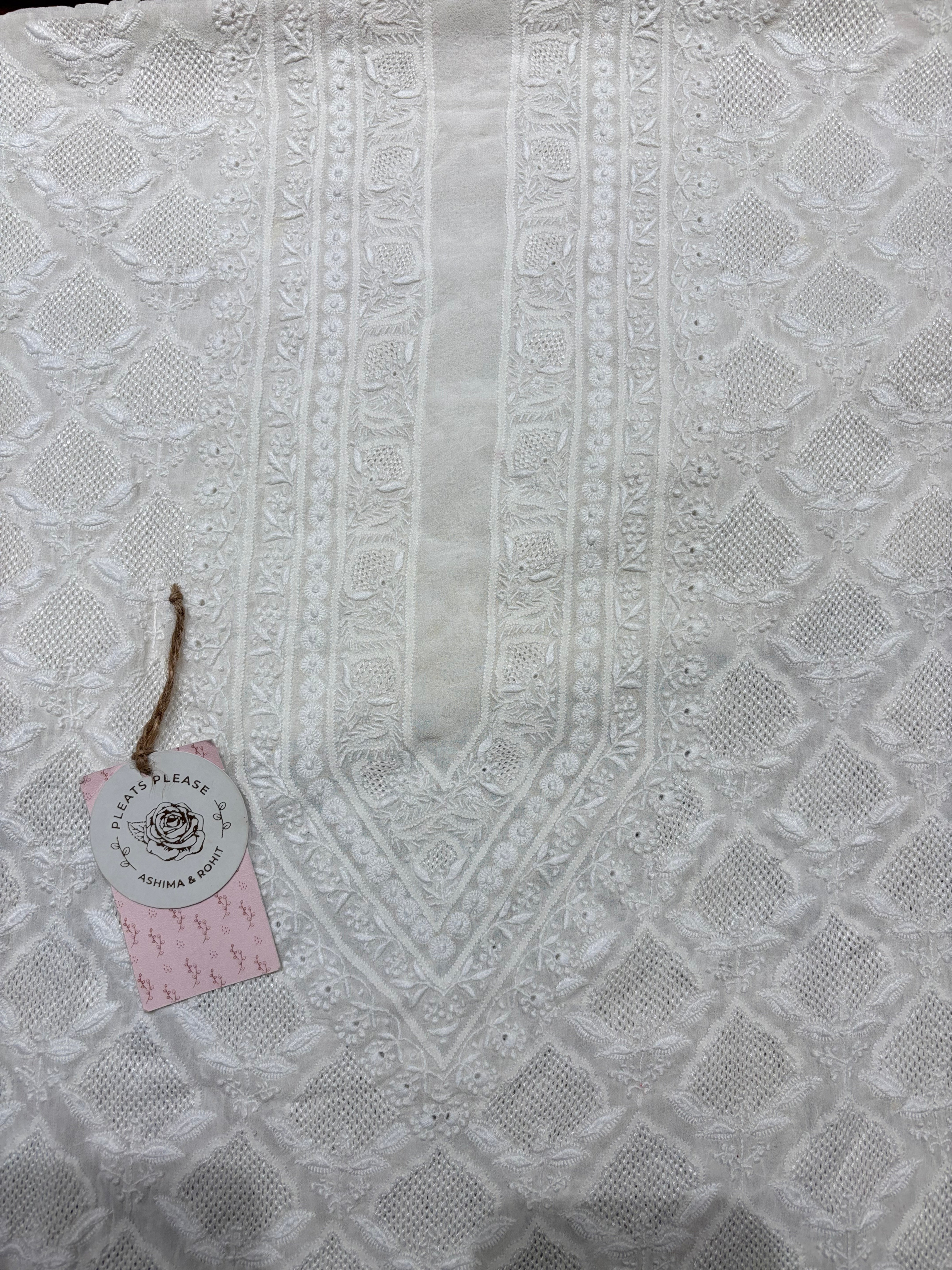 Dyeable Pure & Premium Georgette Chikankari men’s Kurta Fabric