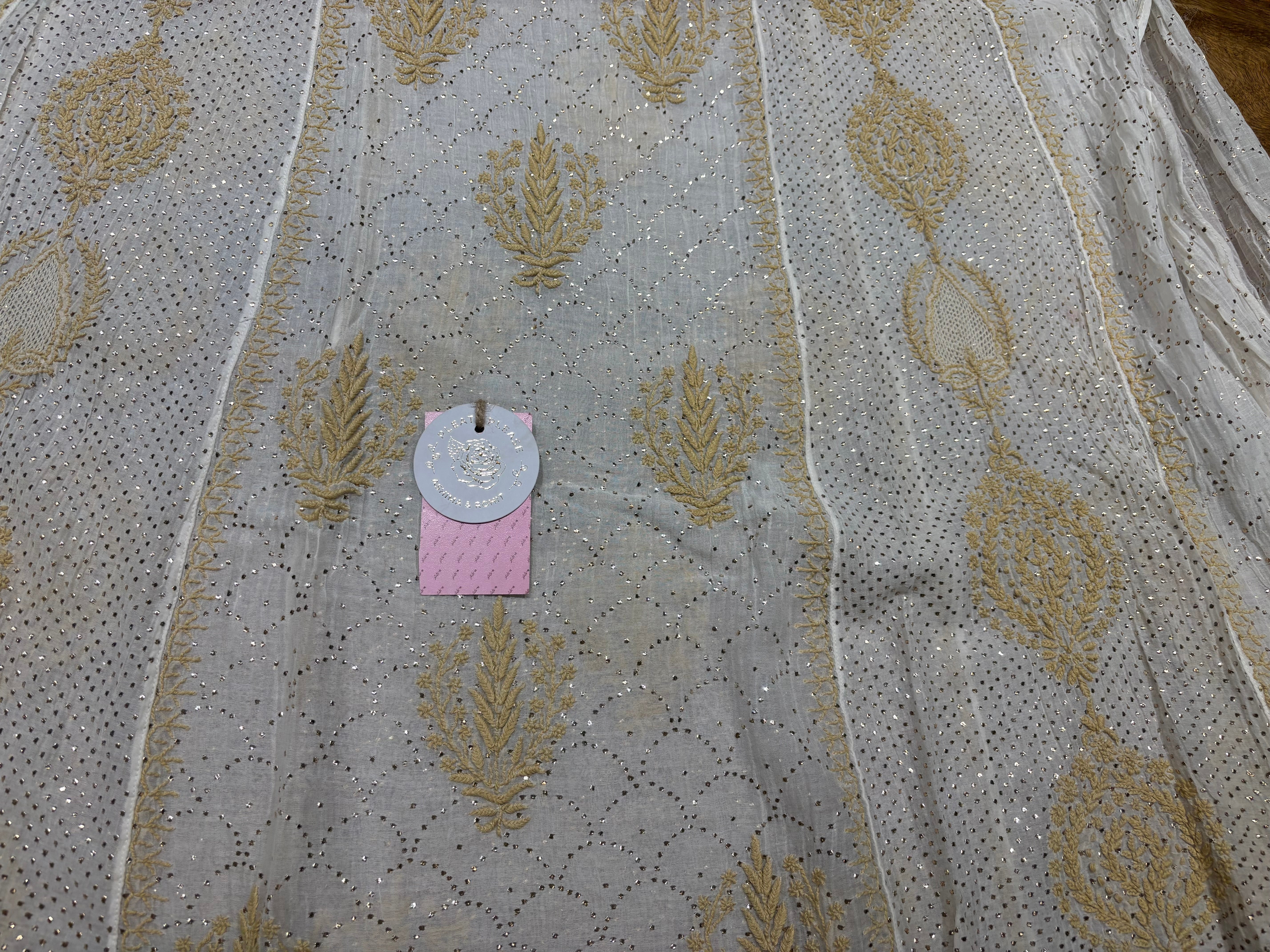 Dyeable Pure and Premium Chanderi Mul Chikankari & Mukaish Anarkali and Dupatta Set