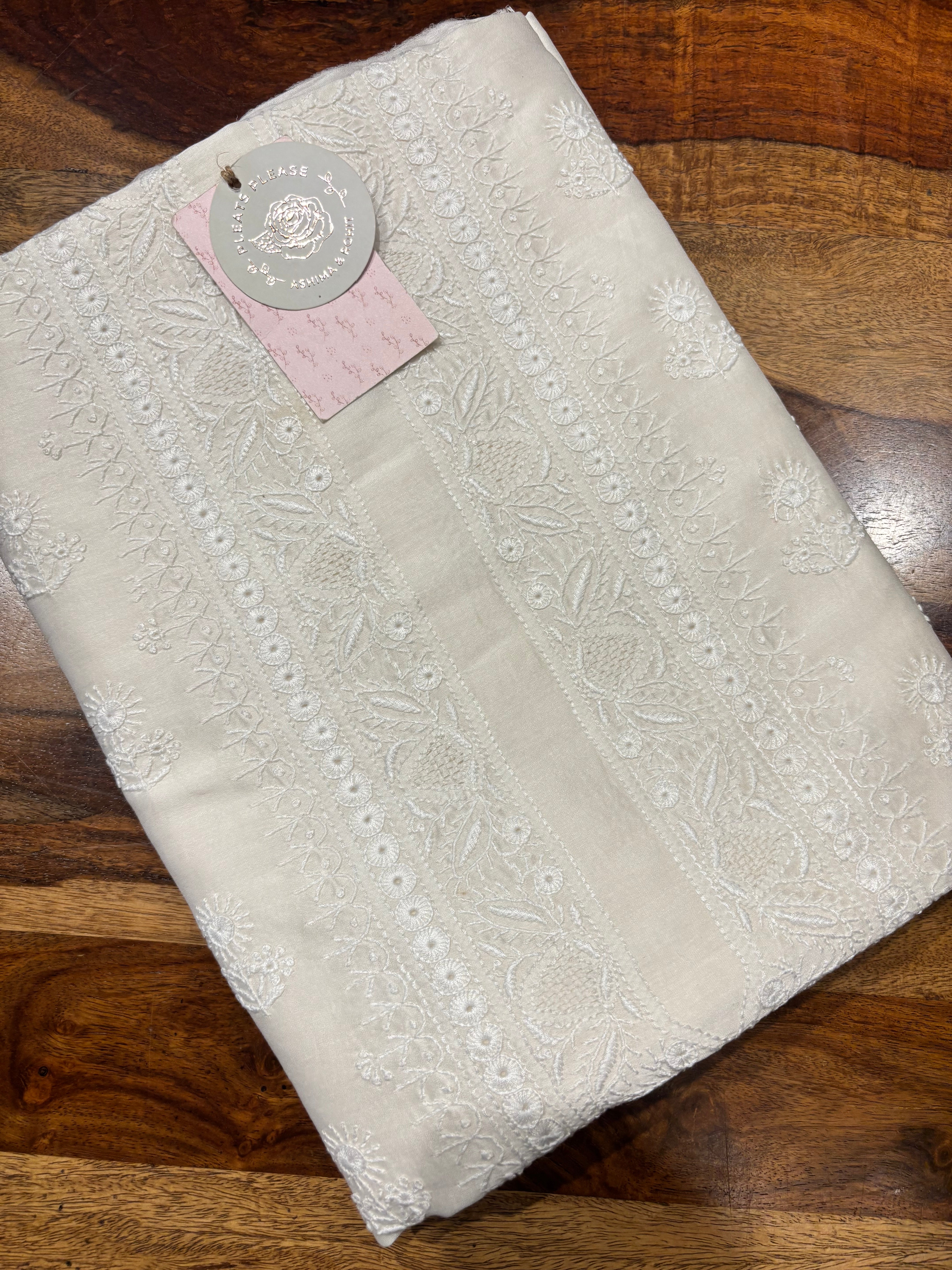 Dyeable Chanderi Silk Chikankari Men’s Kurta Fabric