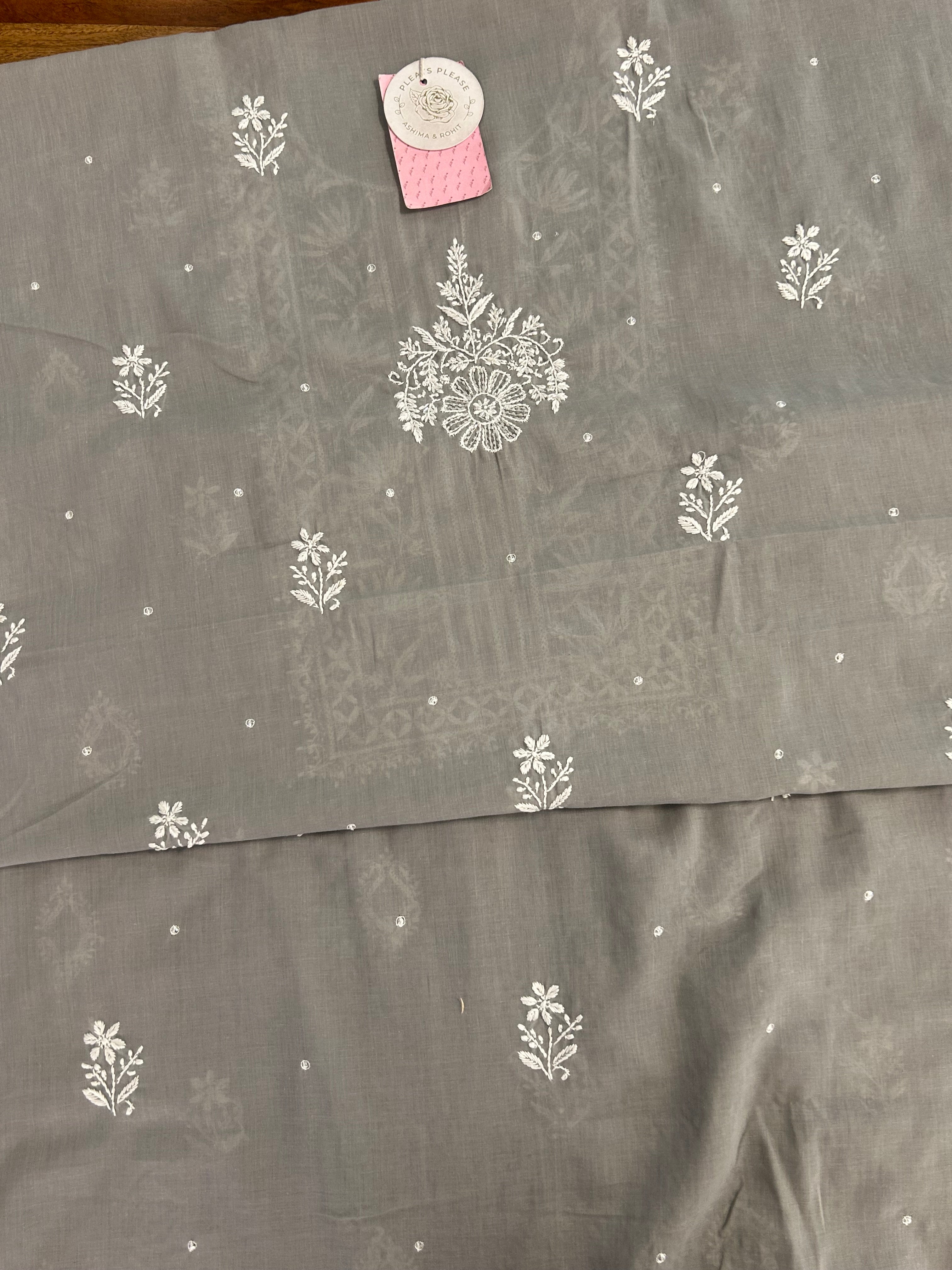 Mauve Taupe Mulmul Chikankari Kurta