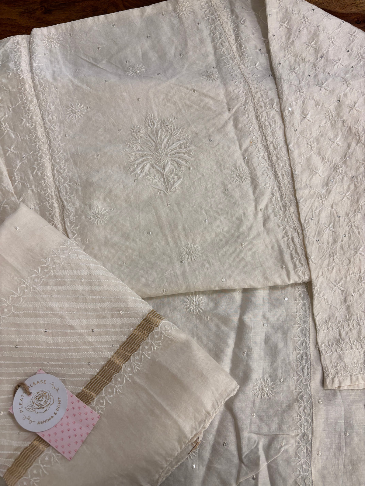 Dyeable Chanderi Silk Chikankari Anarkali & Dupatta