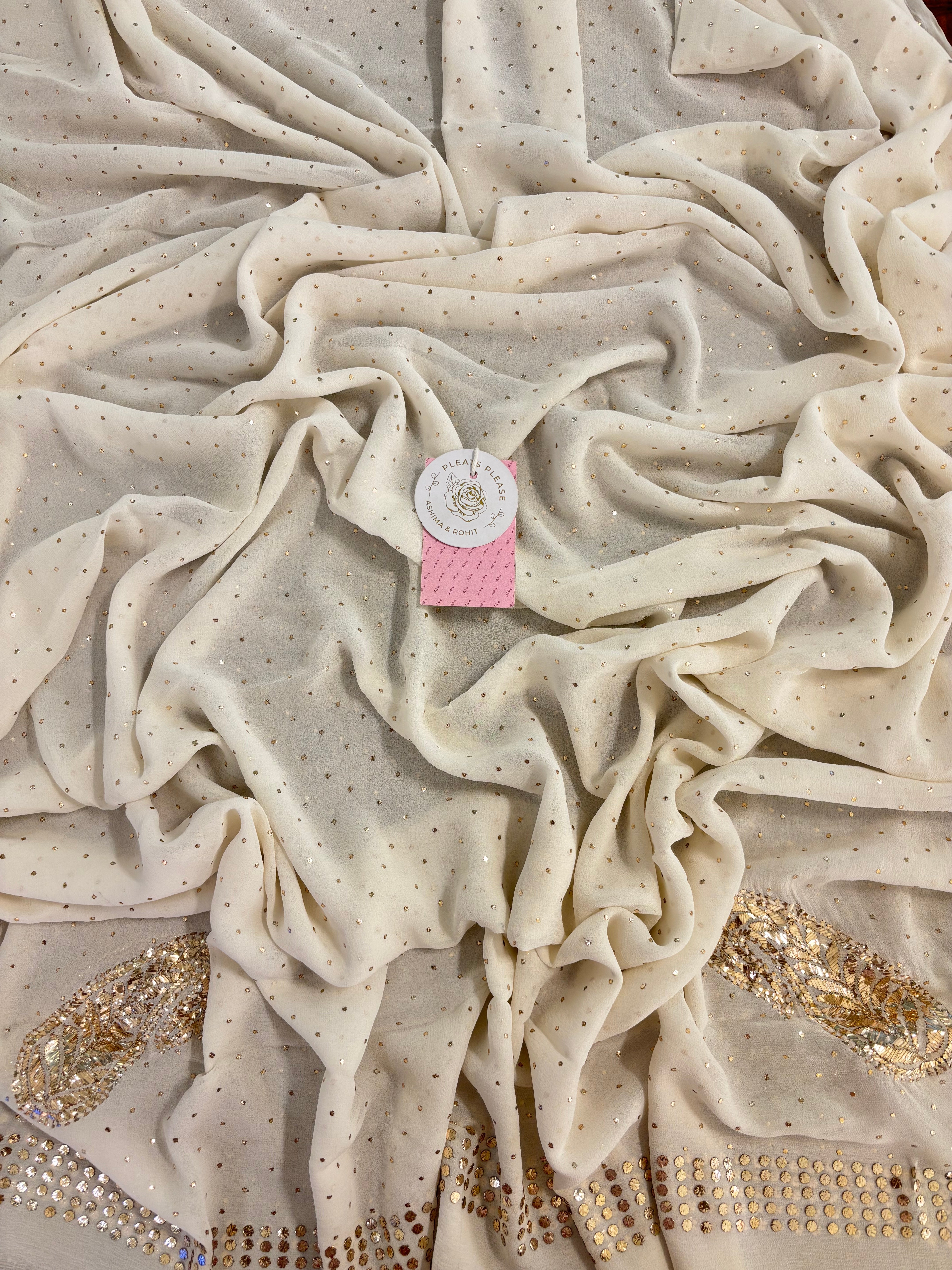 Dyeable Pure & Premium Georgette Mukaish Jhola & Dupatta Set - Pleats PleaseChikankari