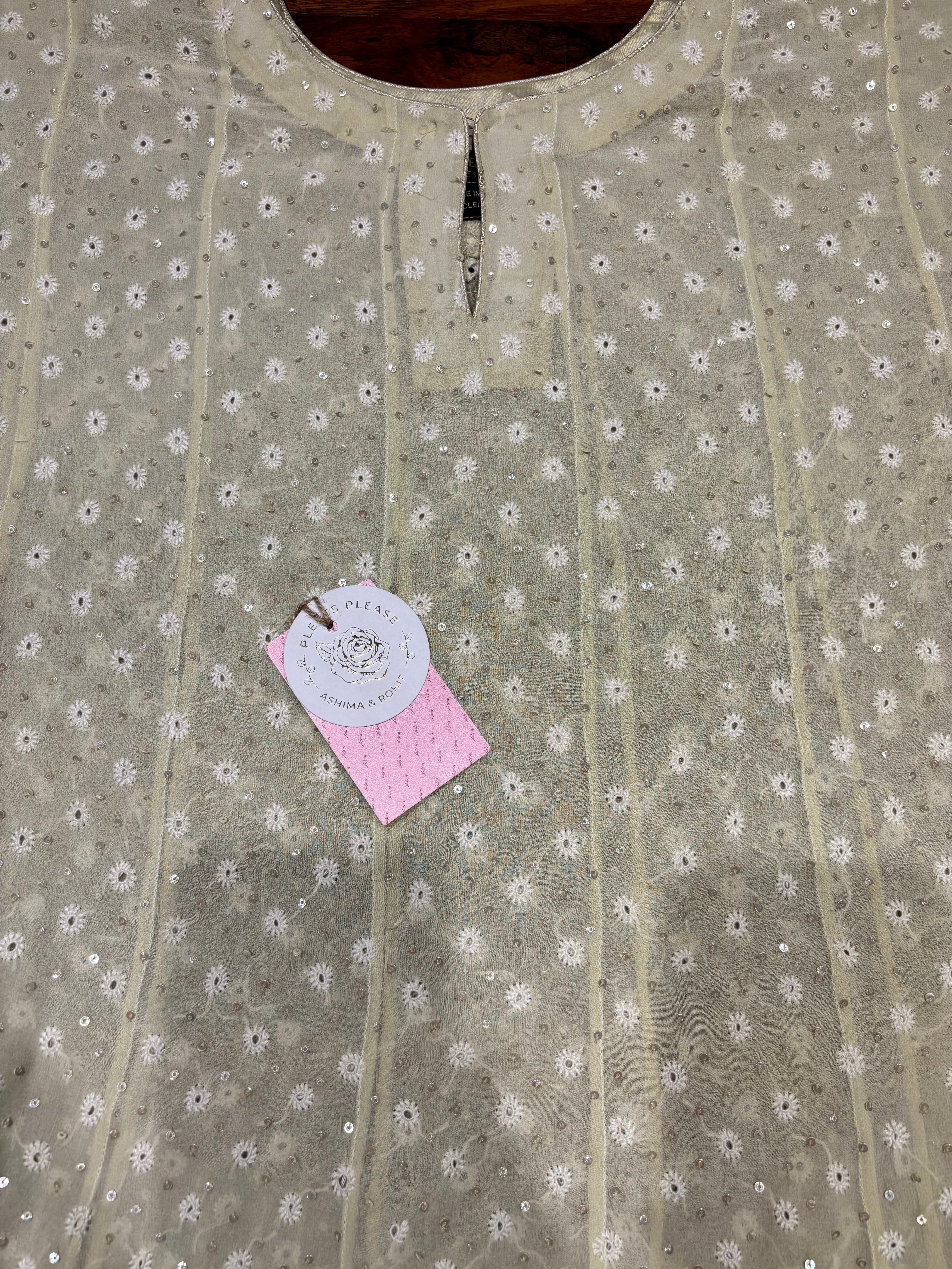 Pistachio Green Pure and  Premium Georgette Chikankari Anarkali and Dupatta set