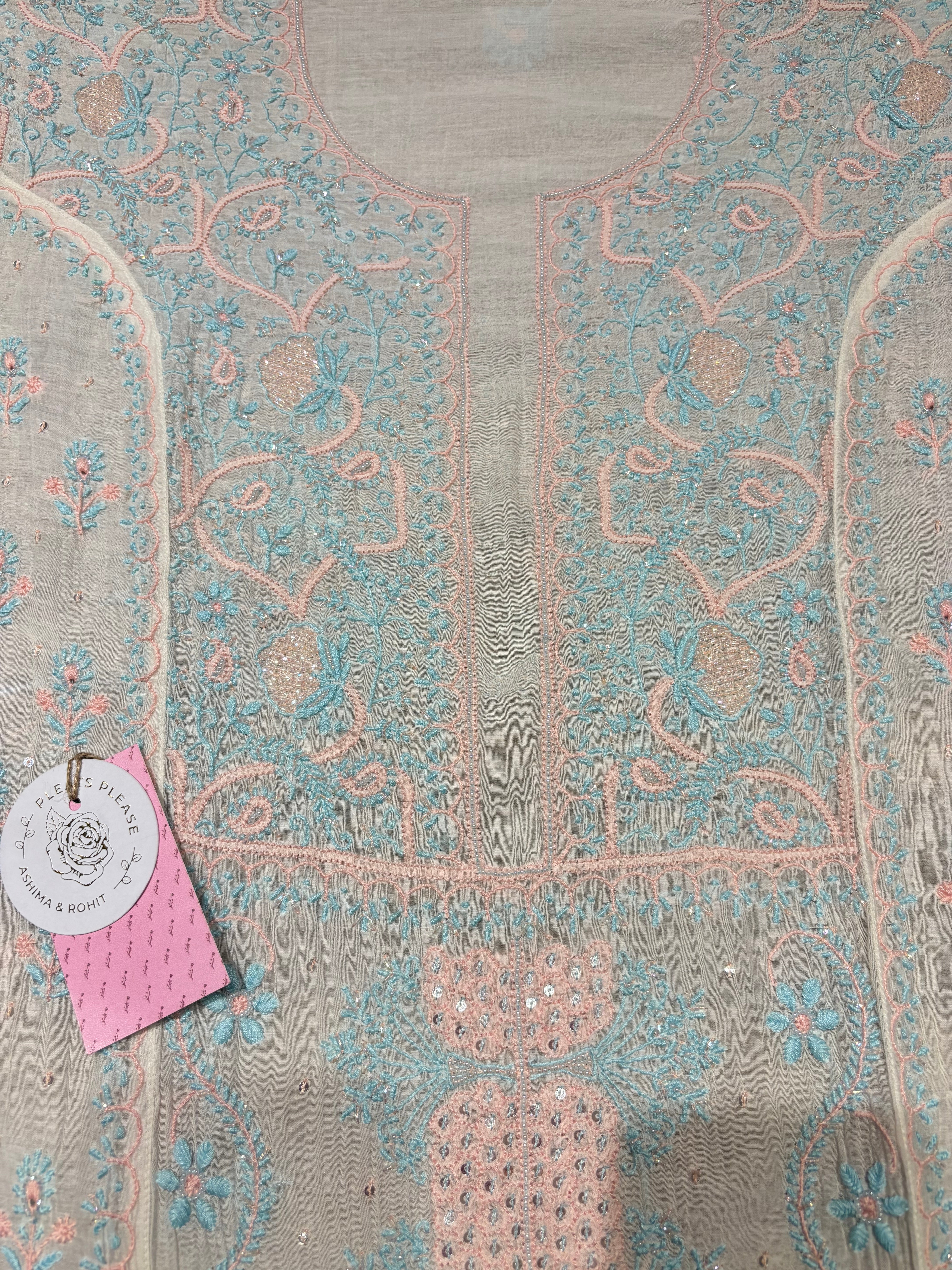 Dyeable Chanderi Mul Chikankari Kurta & Dupatta Set