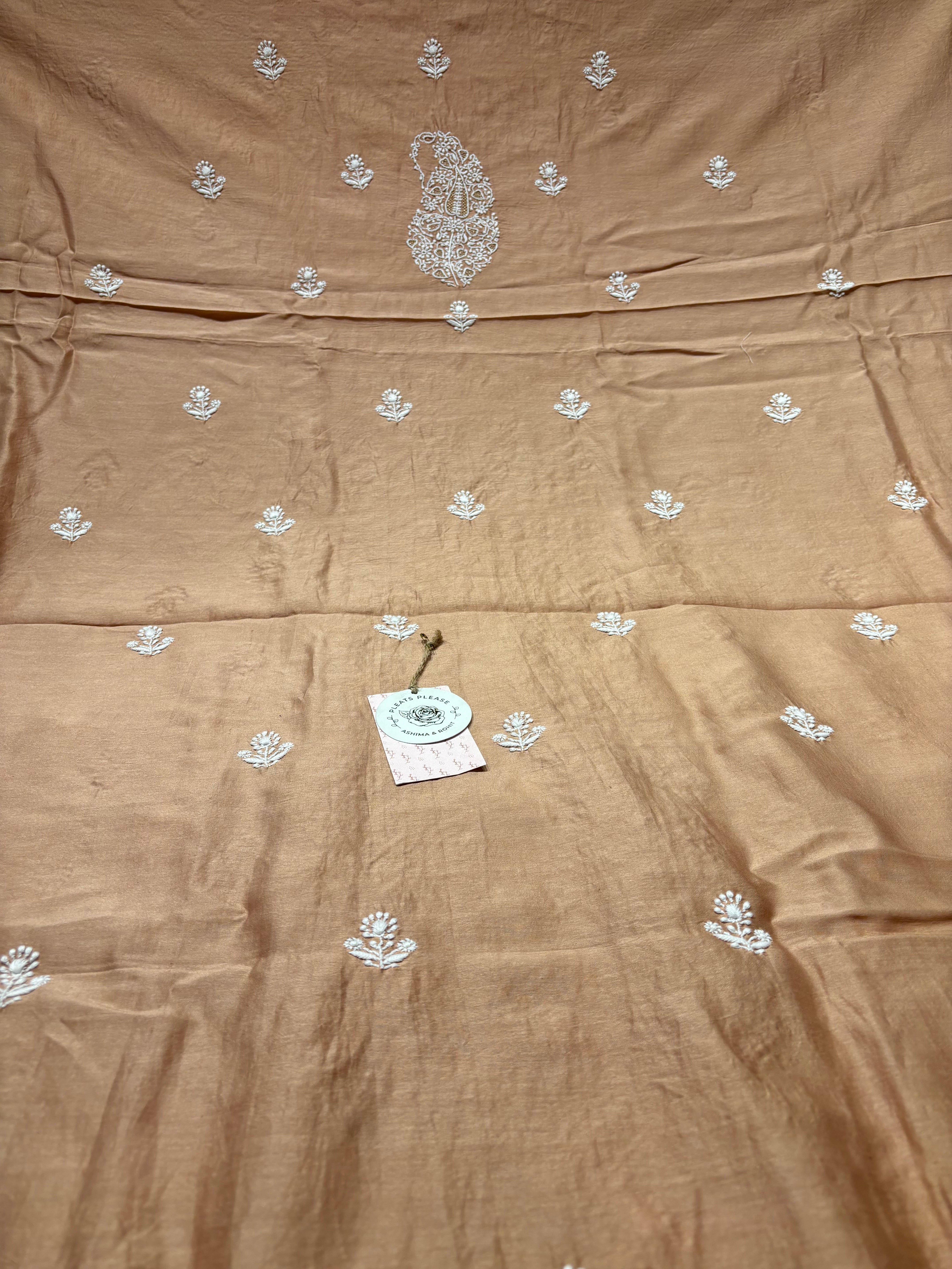 Brown Chanderi Silk Chikankari men’s Kurta