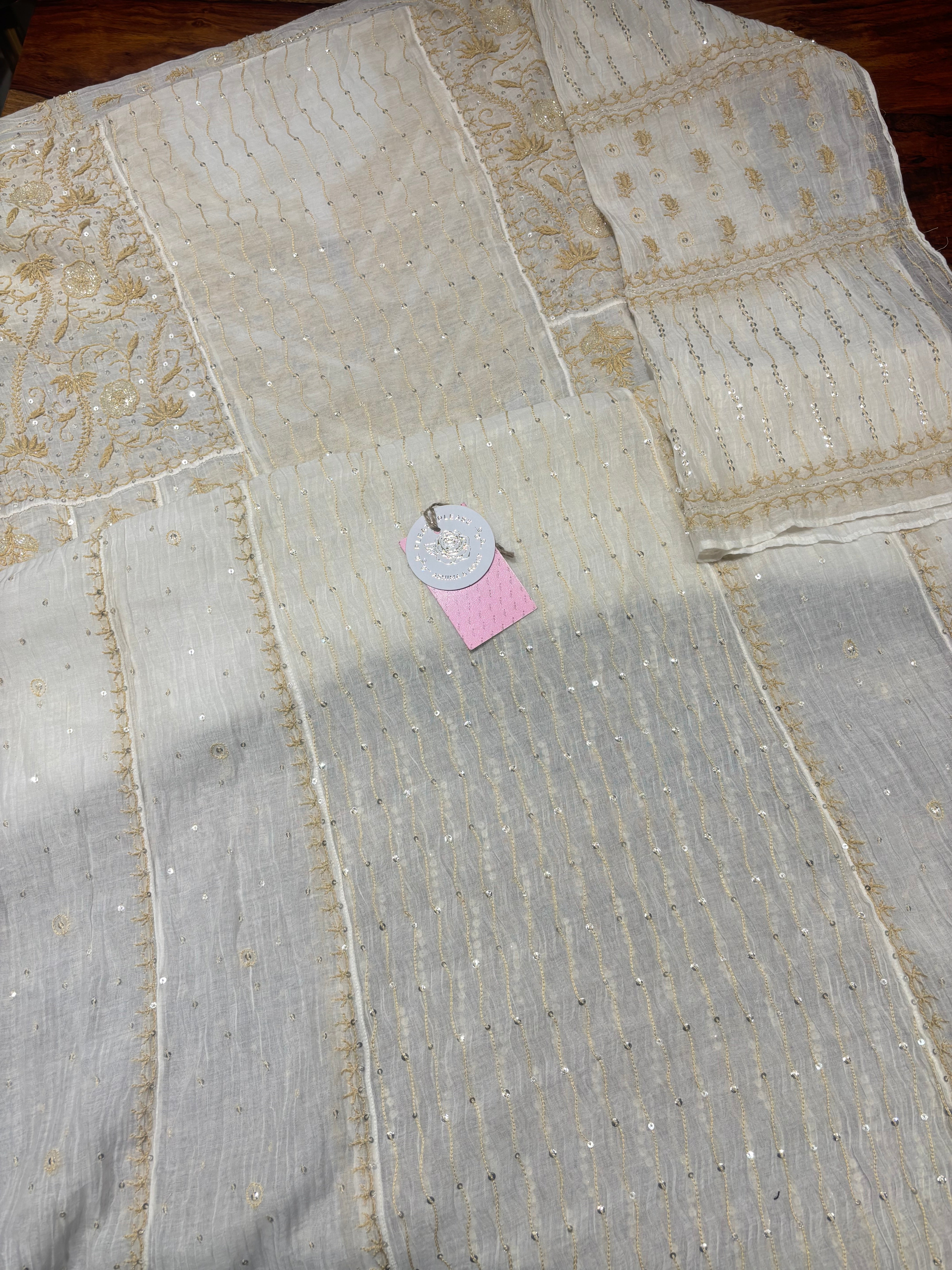 Dyeable Chanderi Mul Chikankari Anarkali & Dupatta Set