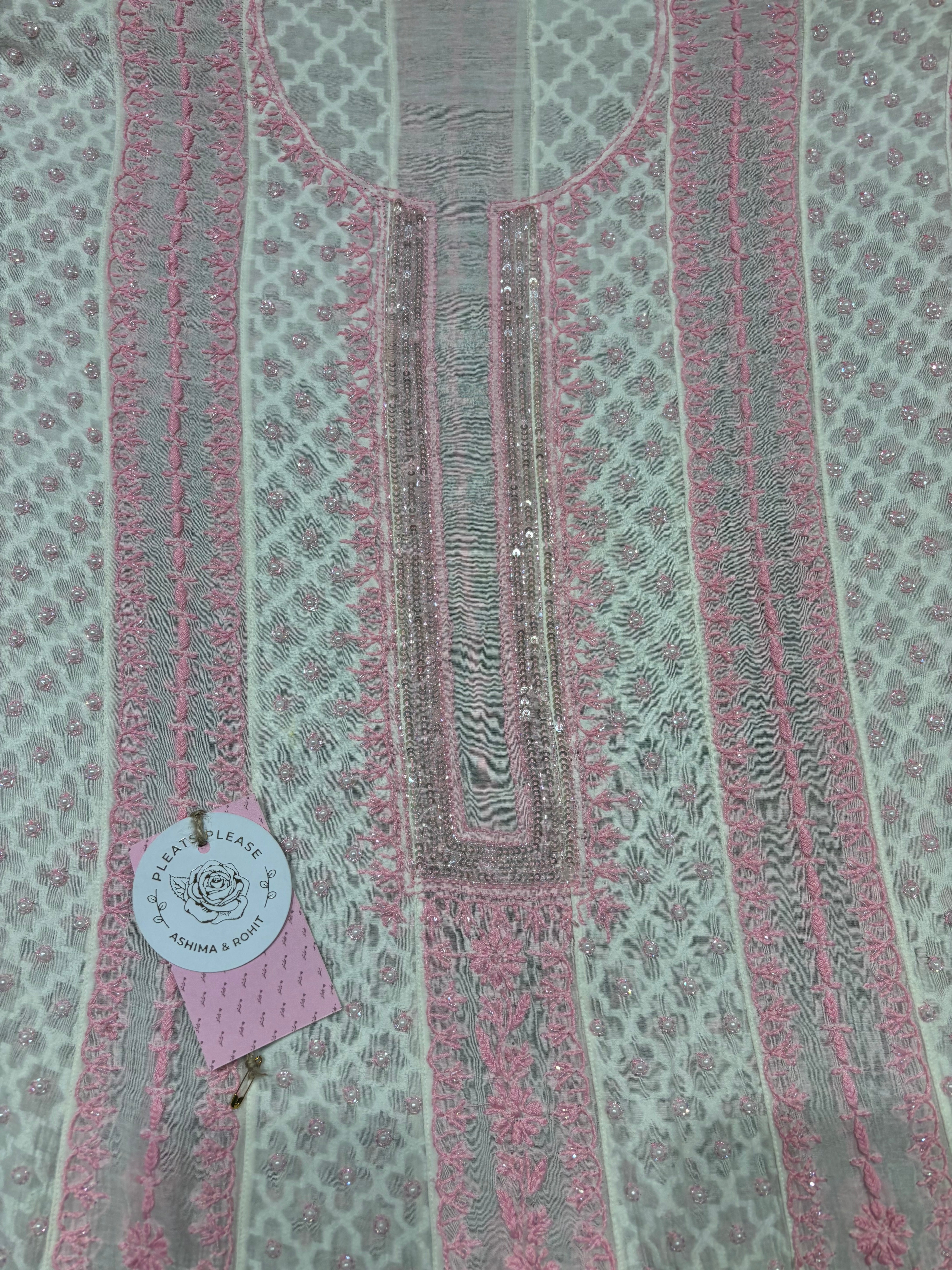 Dyeable Chanderi Mul Chikankari Anarkali & Dupatta Set