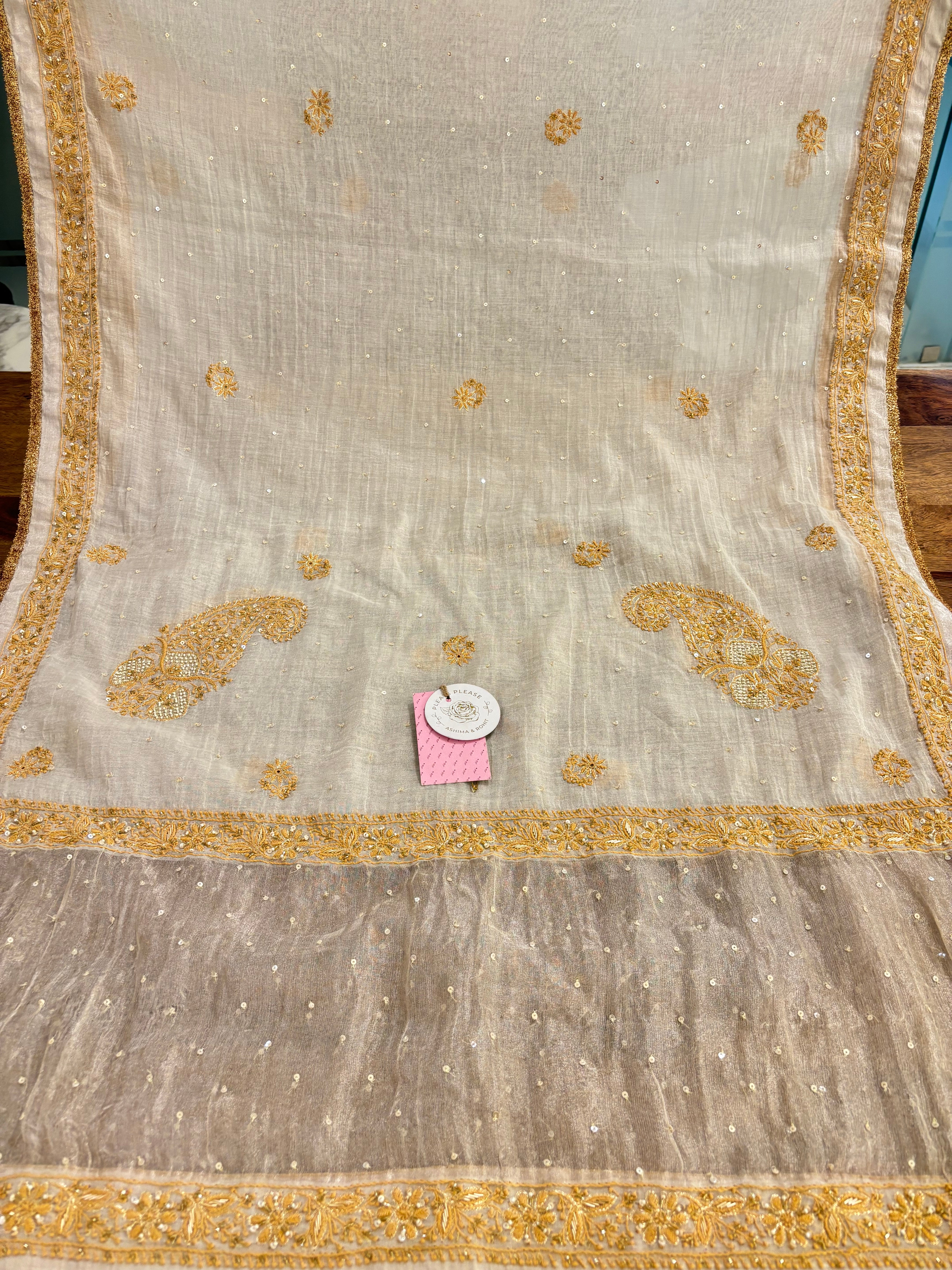 Dyeable Pure & Premium Tissue Chikankari Anarkali & Dupatta