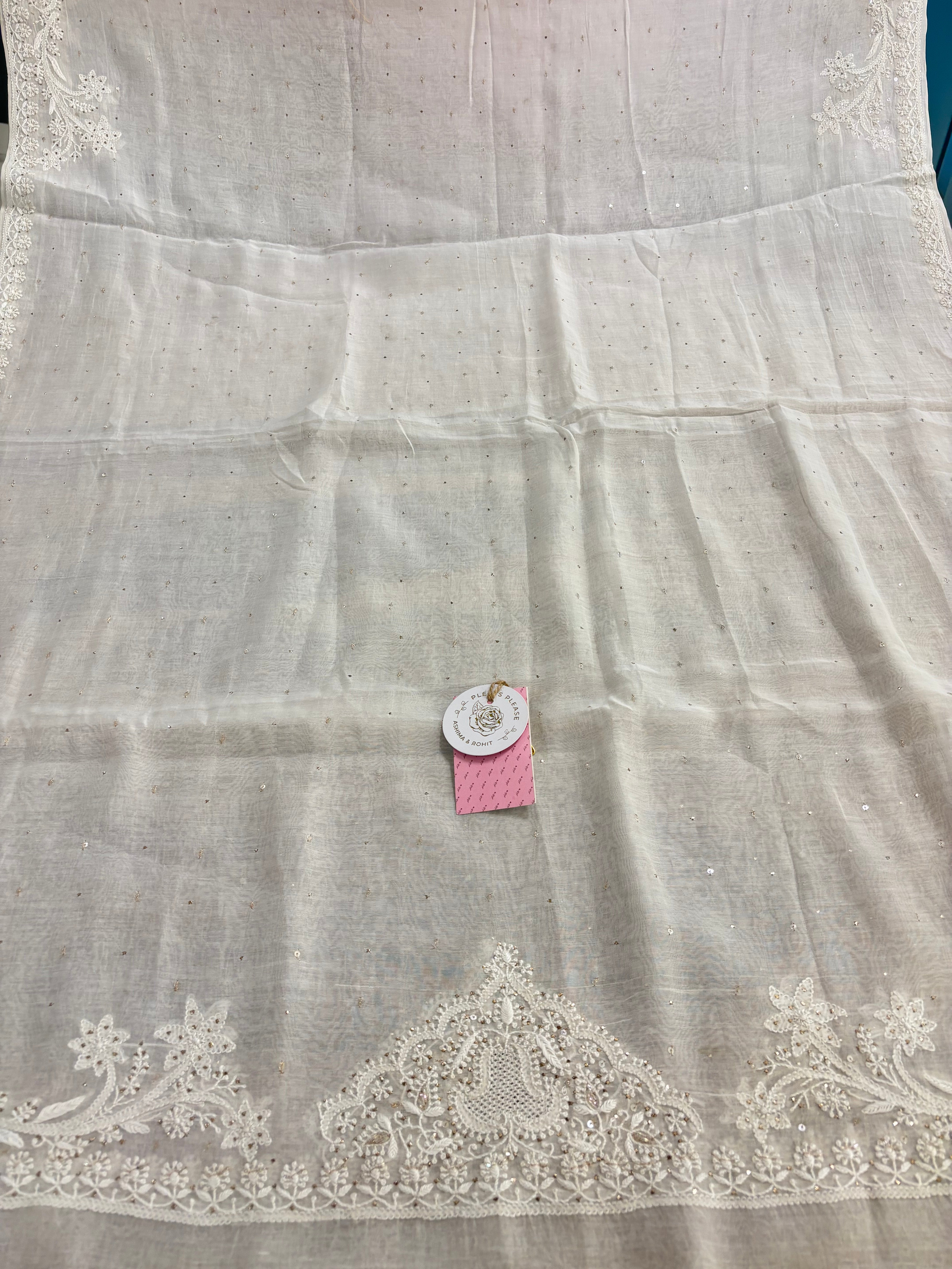 Dyeable Chanderi Chikankari Mukaish Kurta & Dupatta