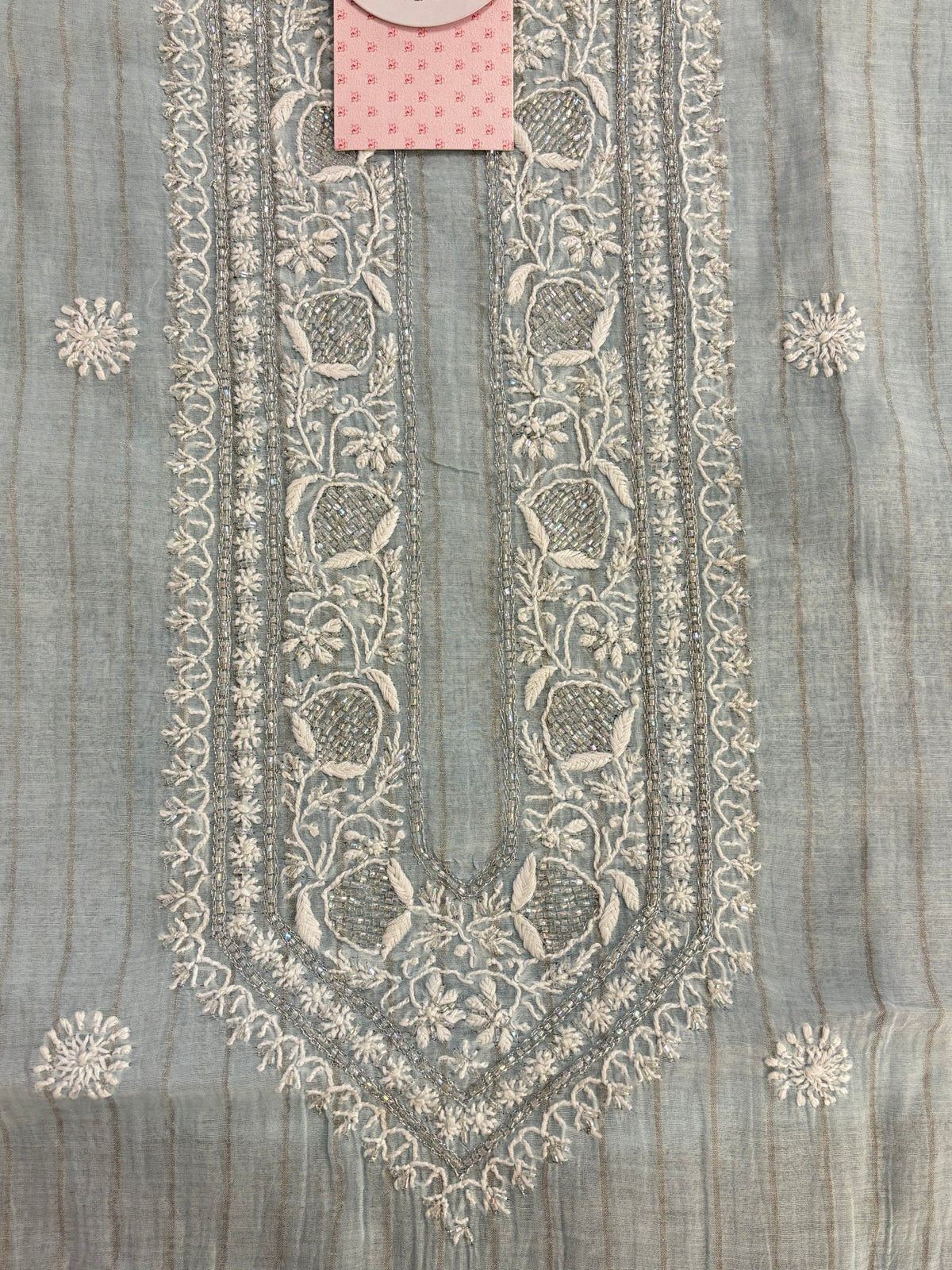 Sky Blue Chanderi Mul Chikankari Men’s Kurta
