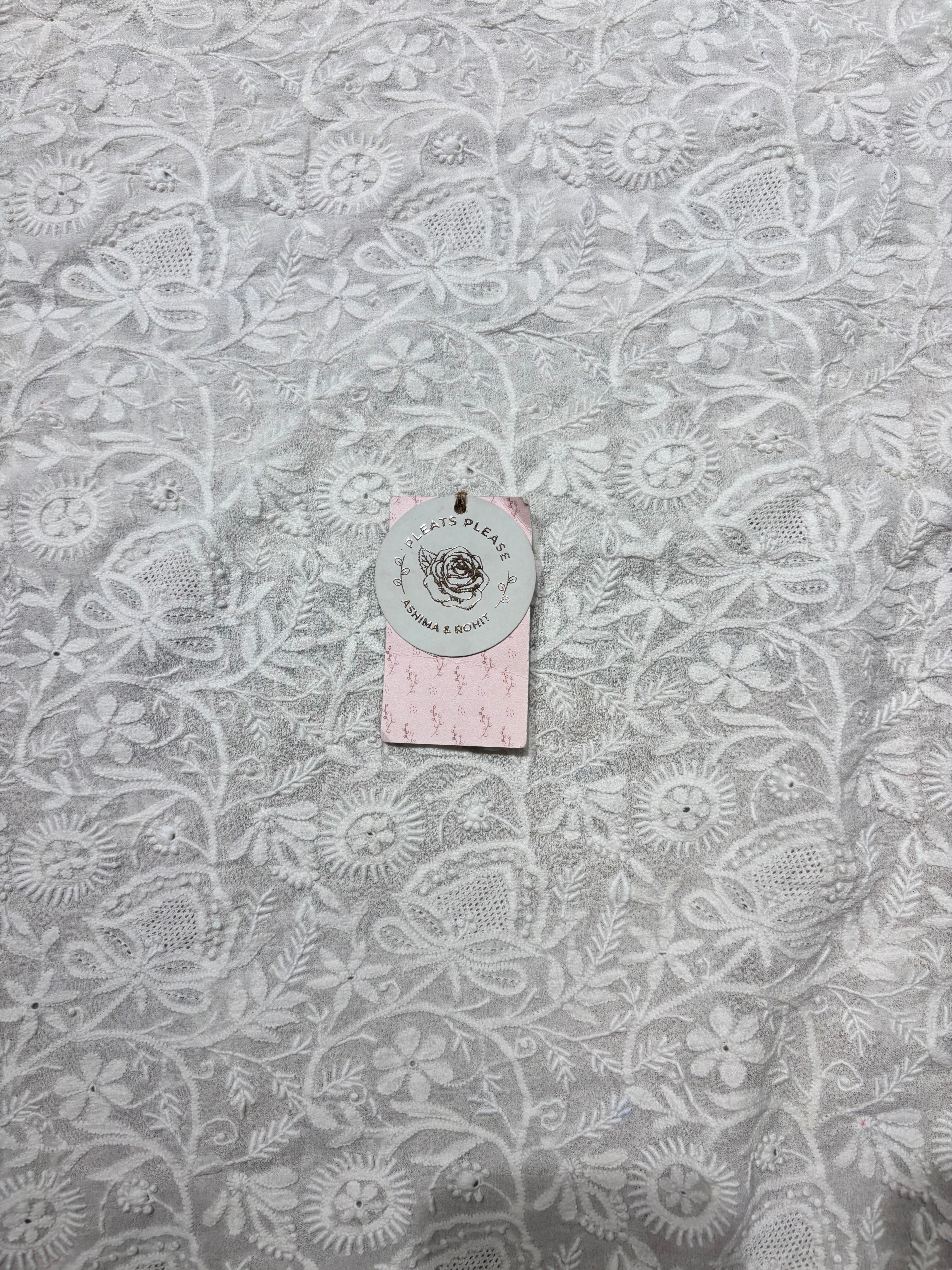 Dyeable Pure & Premium Georgette Chikankari Kurta & Dupatta Fabric