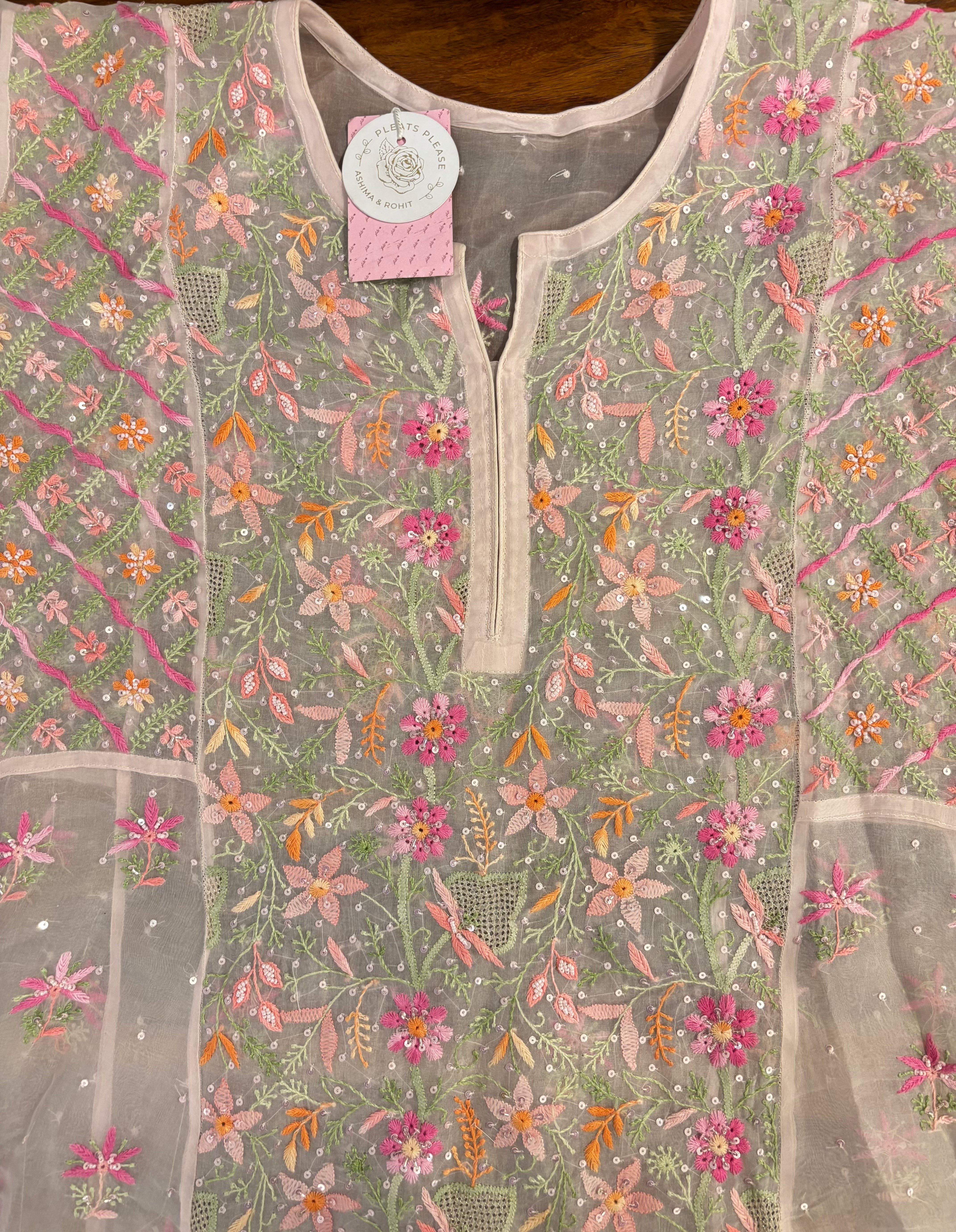 Blush Pink Organza Anarkali & Dupatta Set