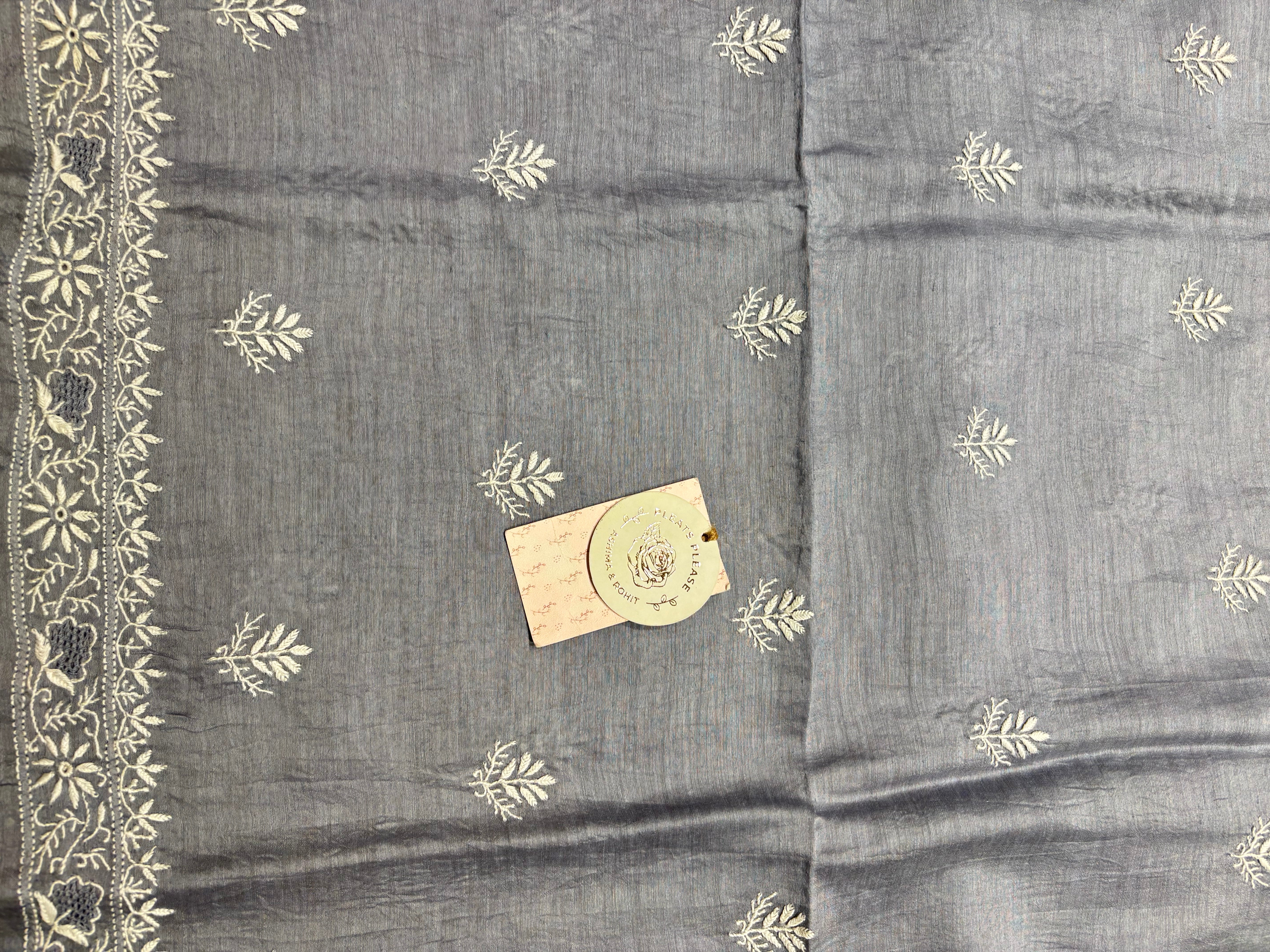 Greyish Blue Linen Chikankari Men’s Kurta Fabric
