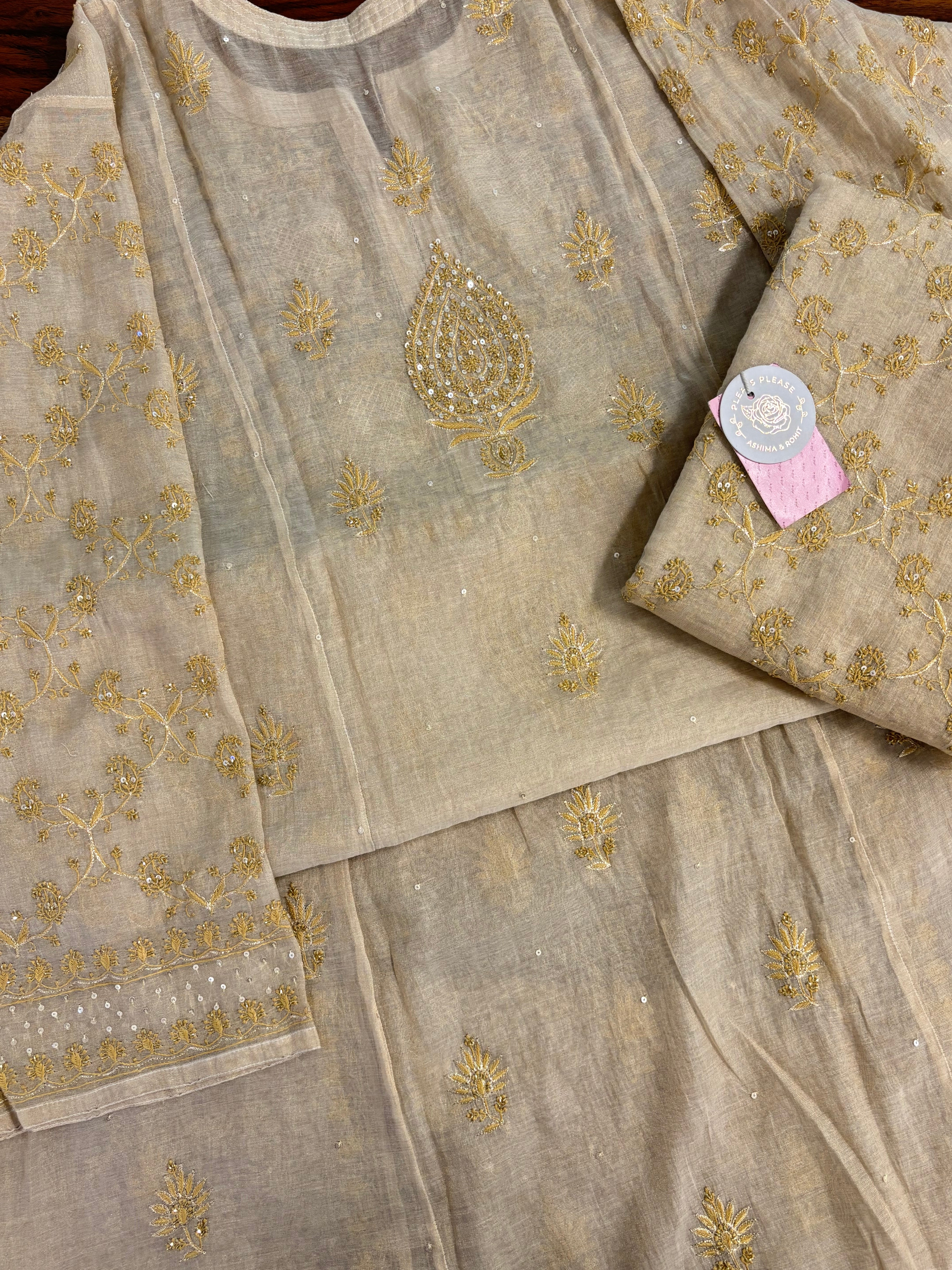 Dyeable Pure Tissue Chikankari Kurta & Dupatta