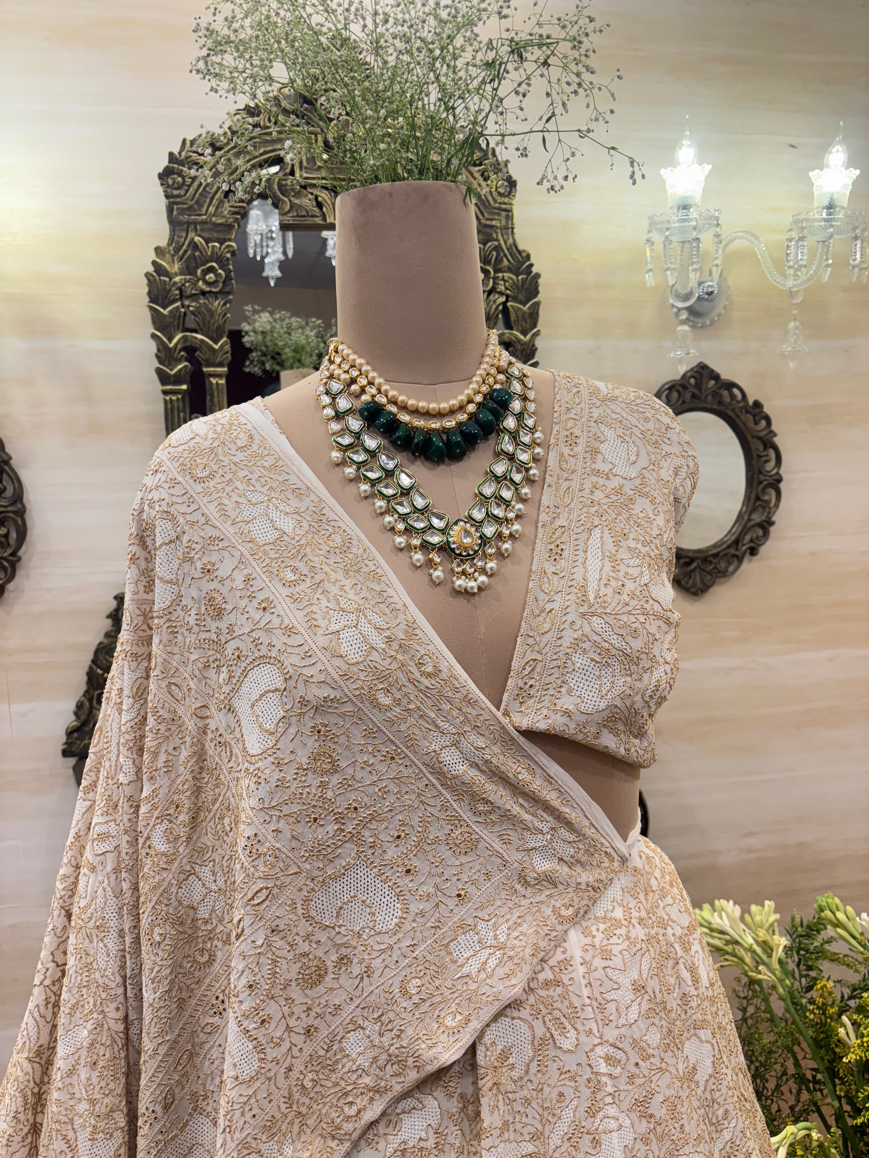 Dyeable Pure & Premium Goergette Chikankari Lehenga Set