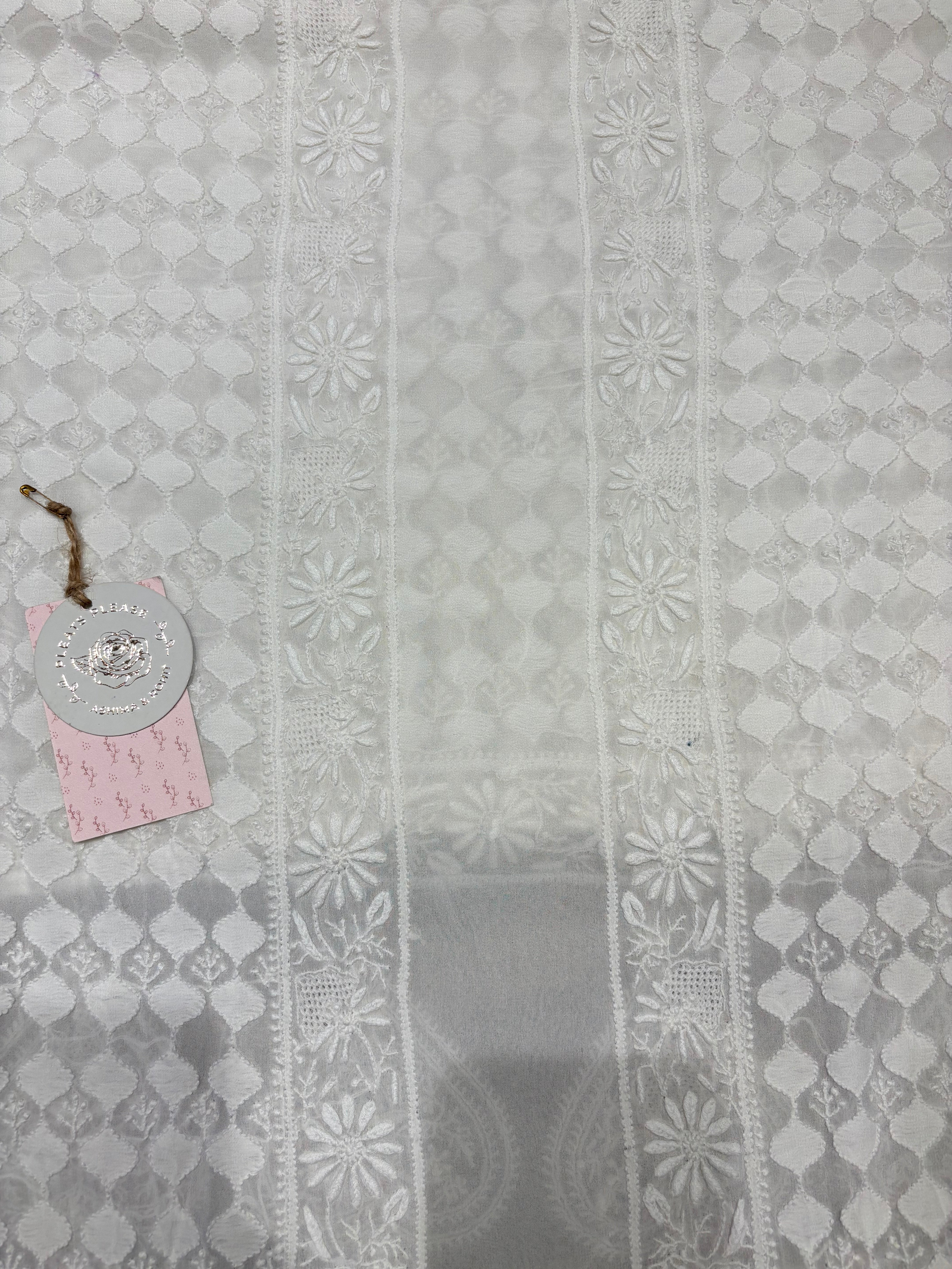 Dyeable Pure and Premium Georgette Chikankari Sherwani