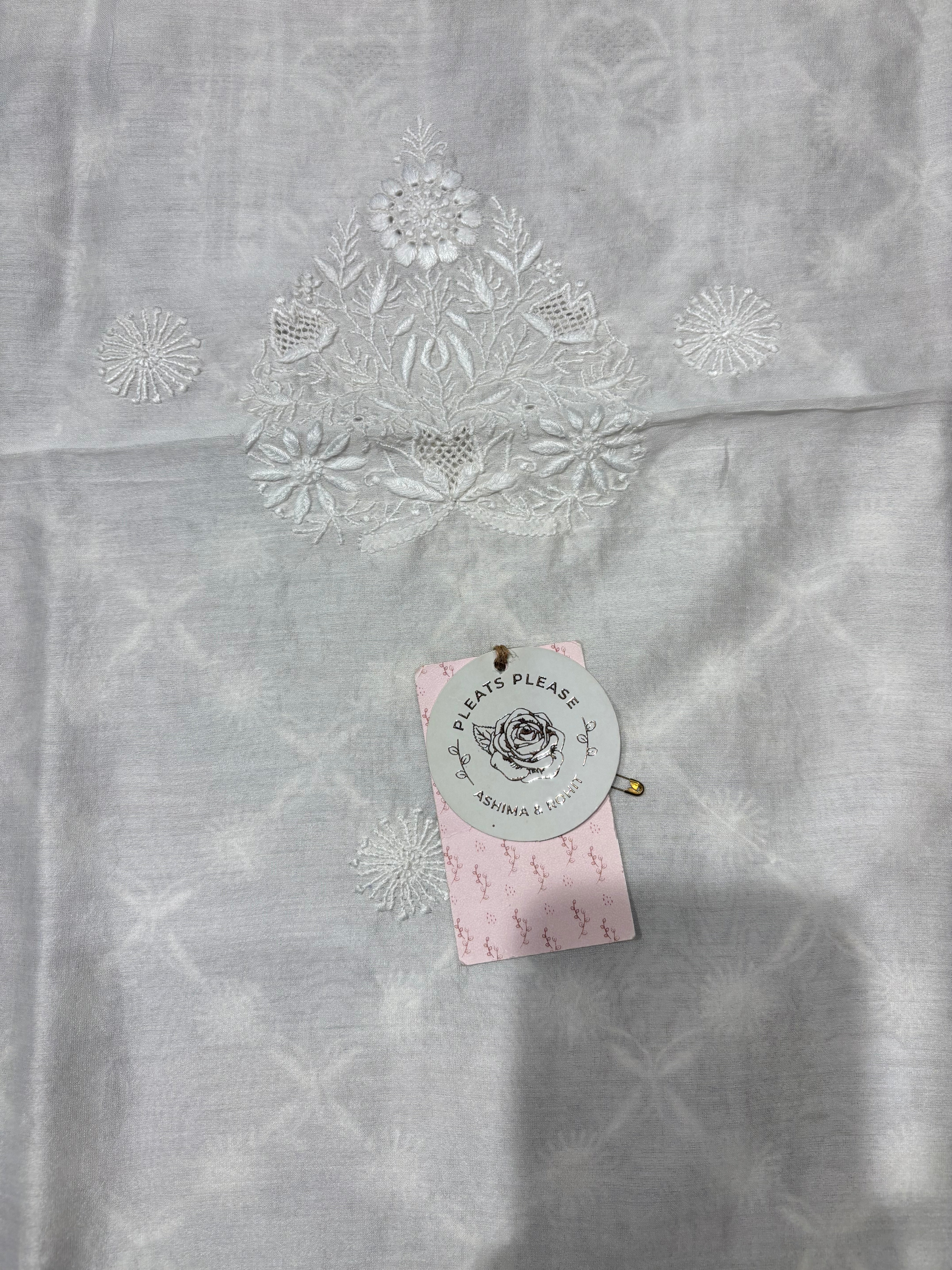 Dyeable Chanderi Silk Chikankari Men’s Kurta Fabric