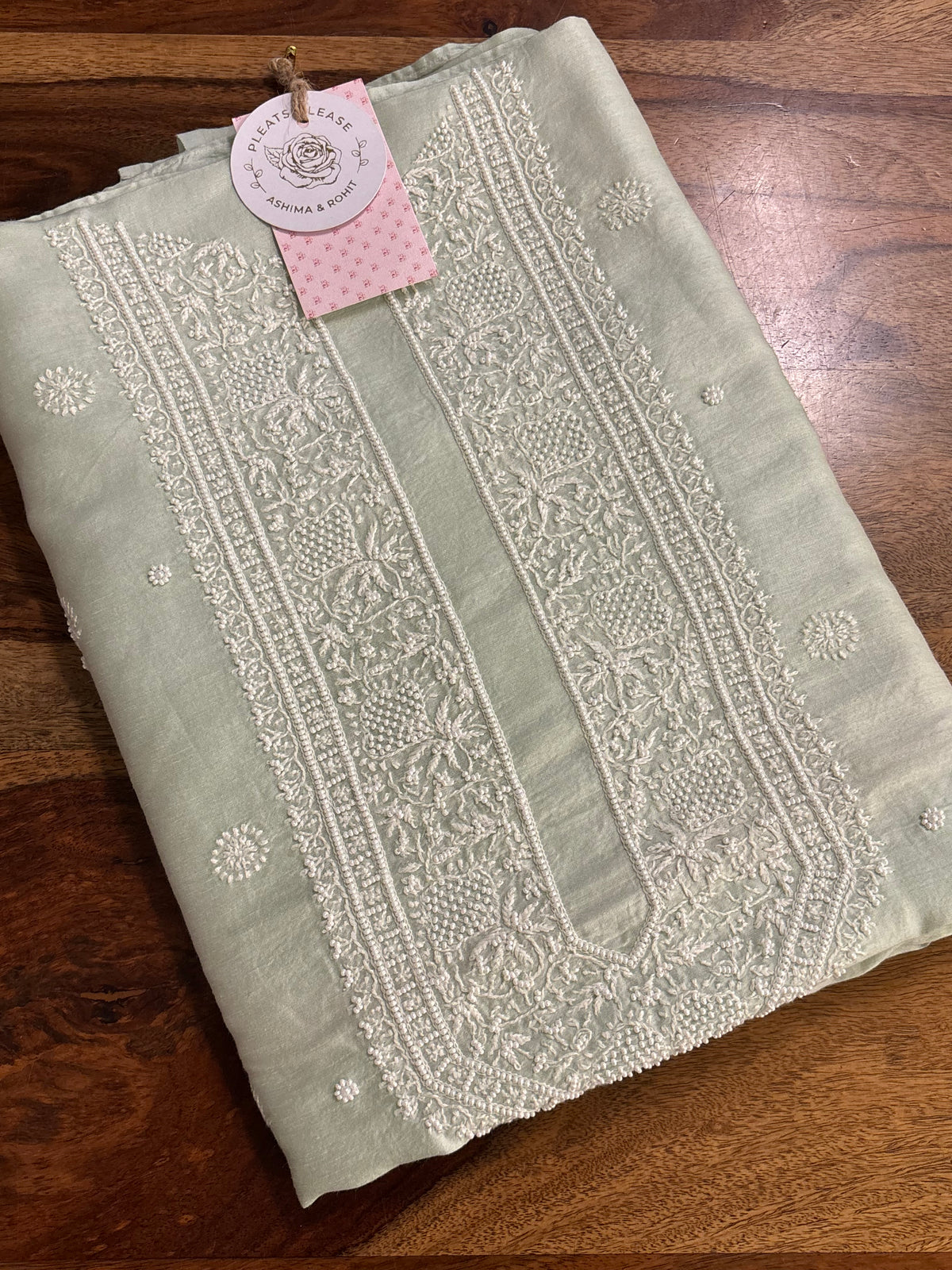 Mint Green Chanderi Silk Chikankari Men’s Kurta