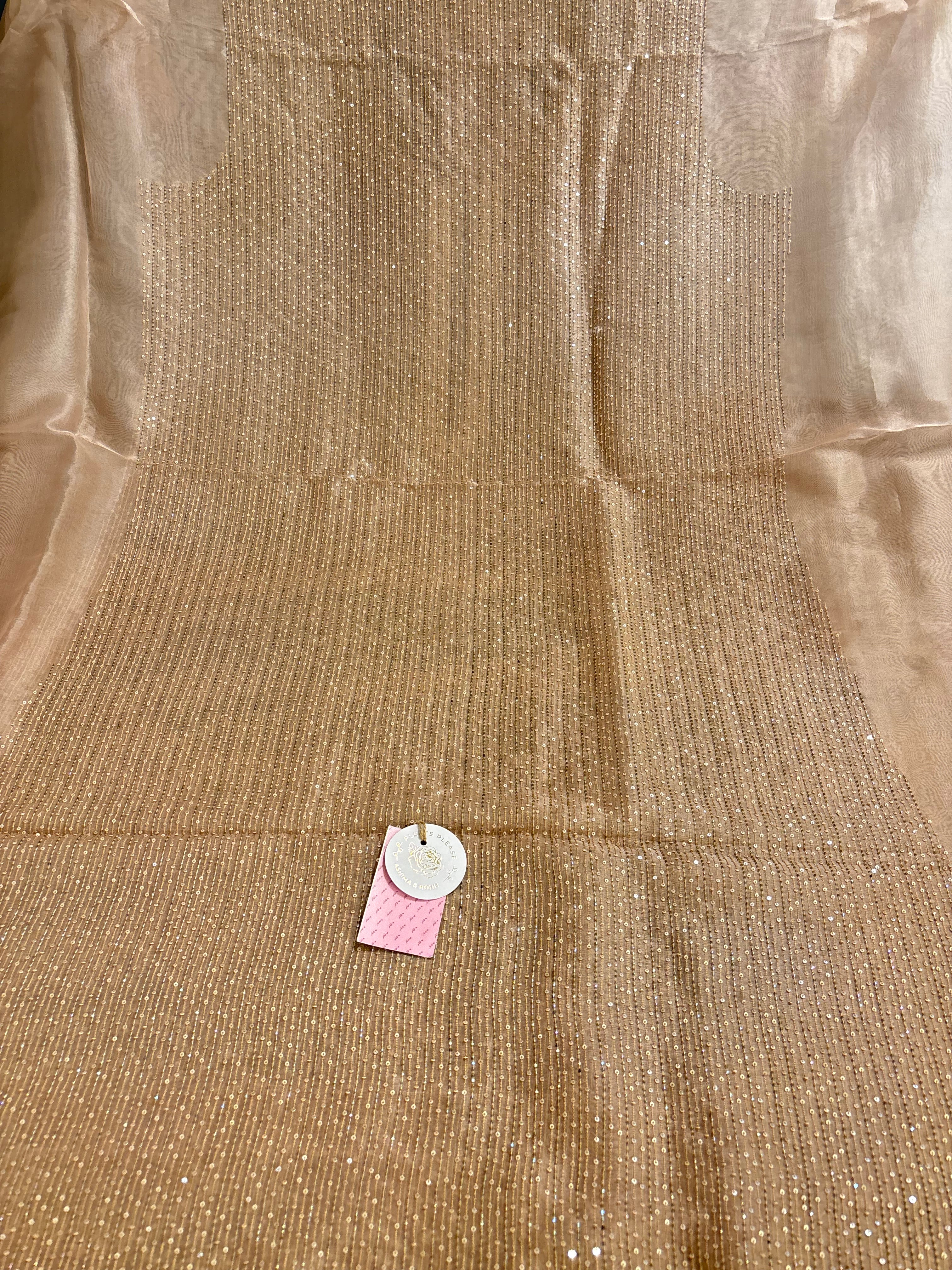 Nude Beige Pure & Premium Organza Chikankari Kurta & Dupatta