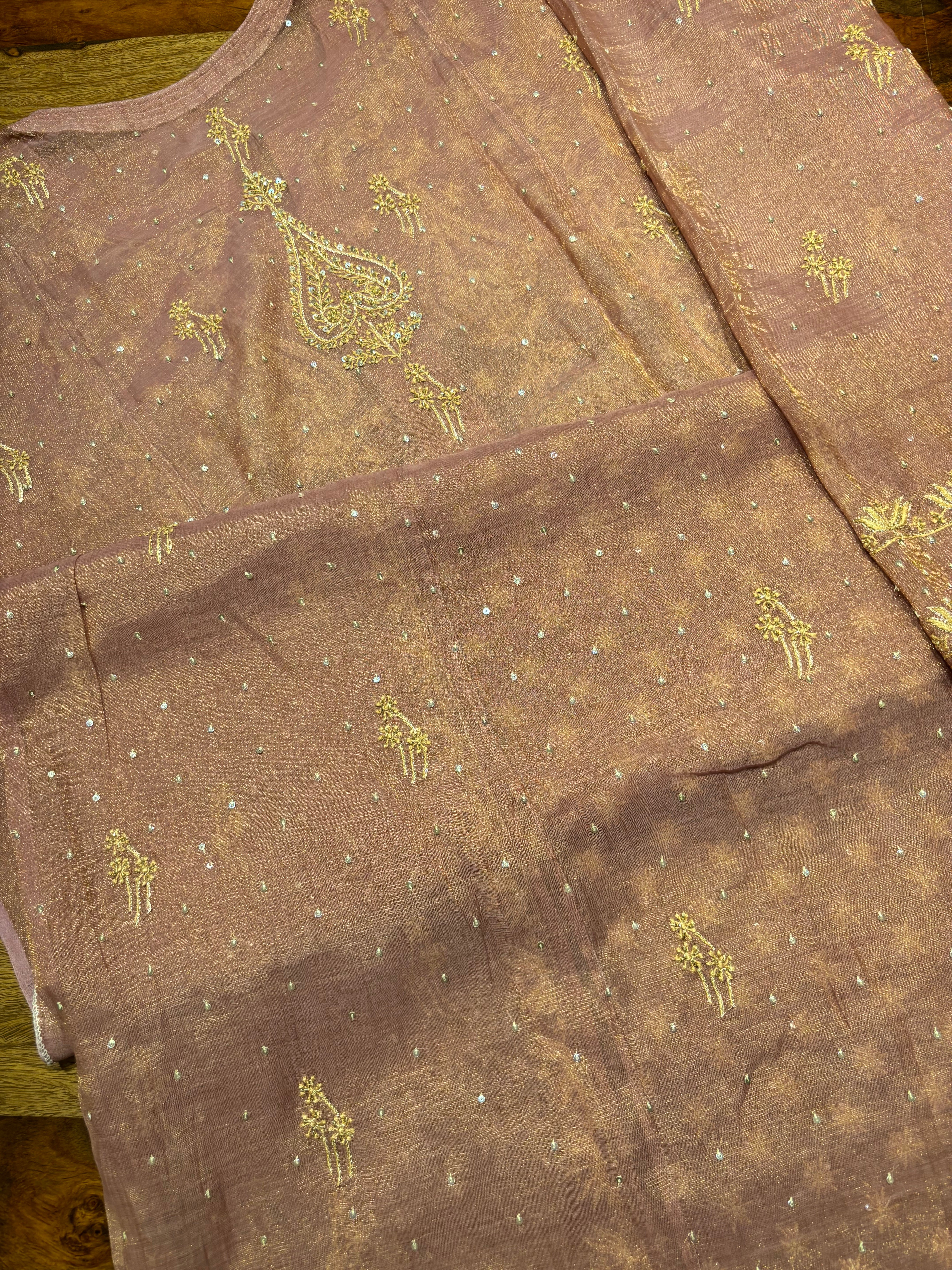 Garnet Pure & Premium Tissue Chikankari Kurta & Dupatta Set