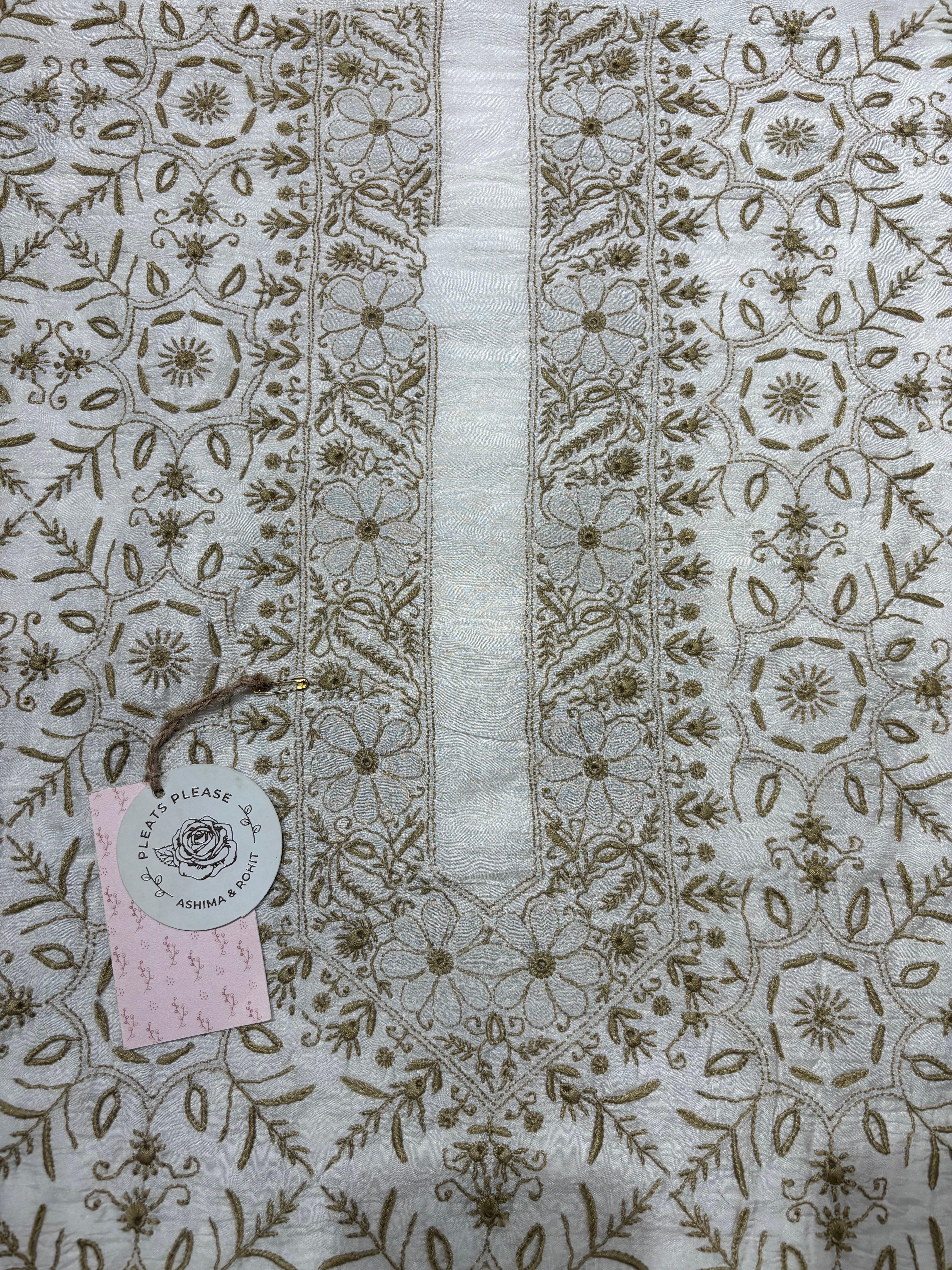 Dyeable Pure Muslin Silk Chikankari Men’s Kurta Fabric