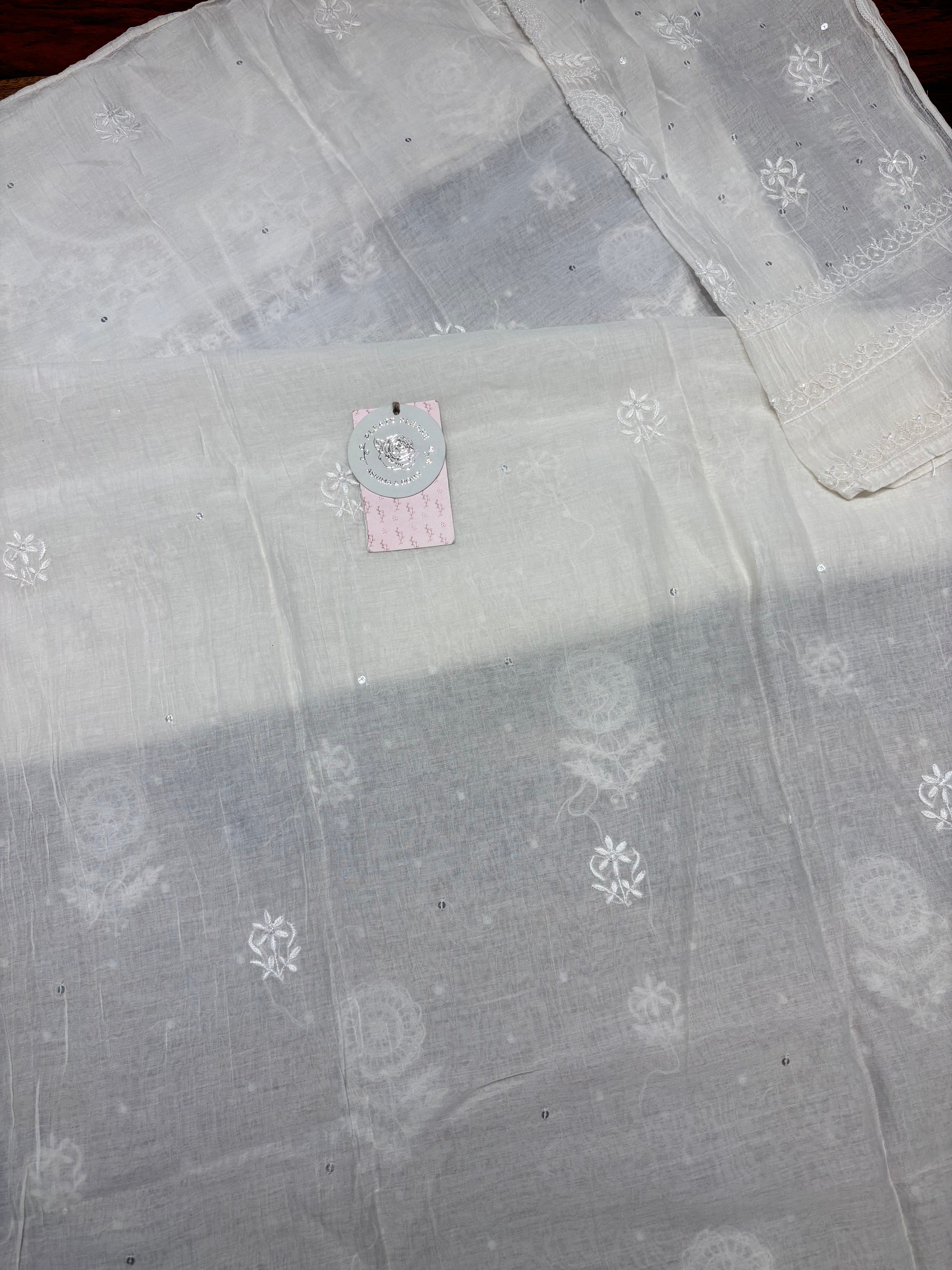 Dyeable Chanderi Mul Chikankari Kurta & Dupatta Set