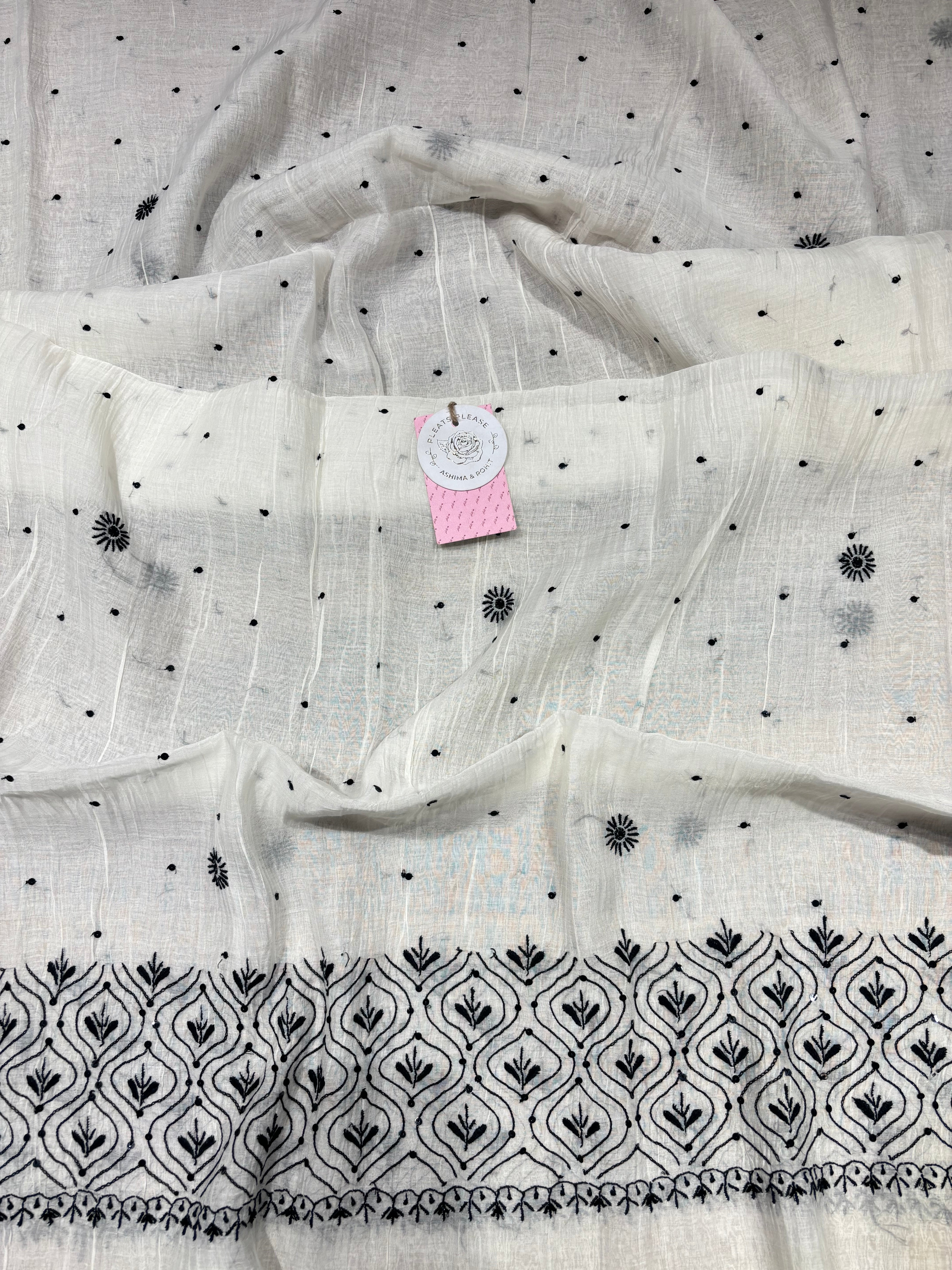 Dyeable Chanderi Mul Chikankari Kurta & Dupatta Set