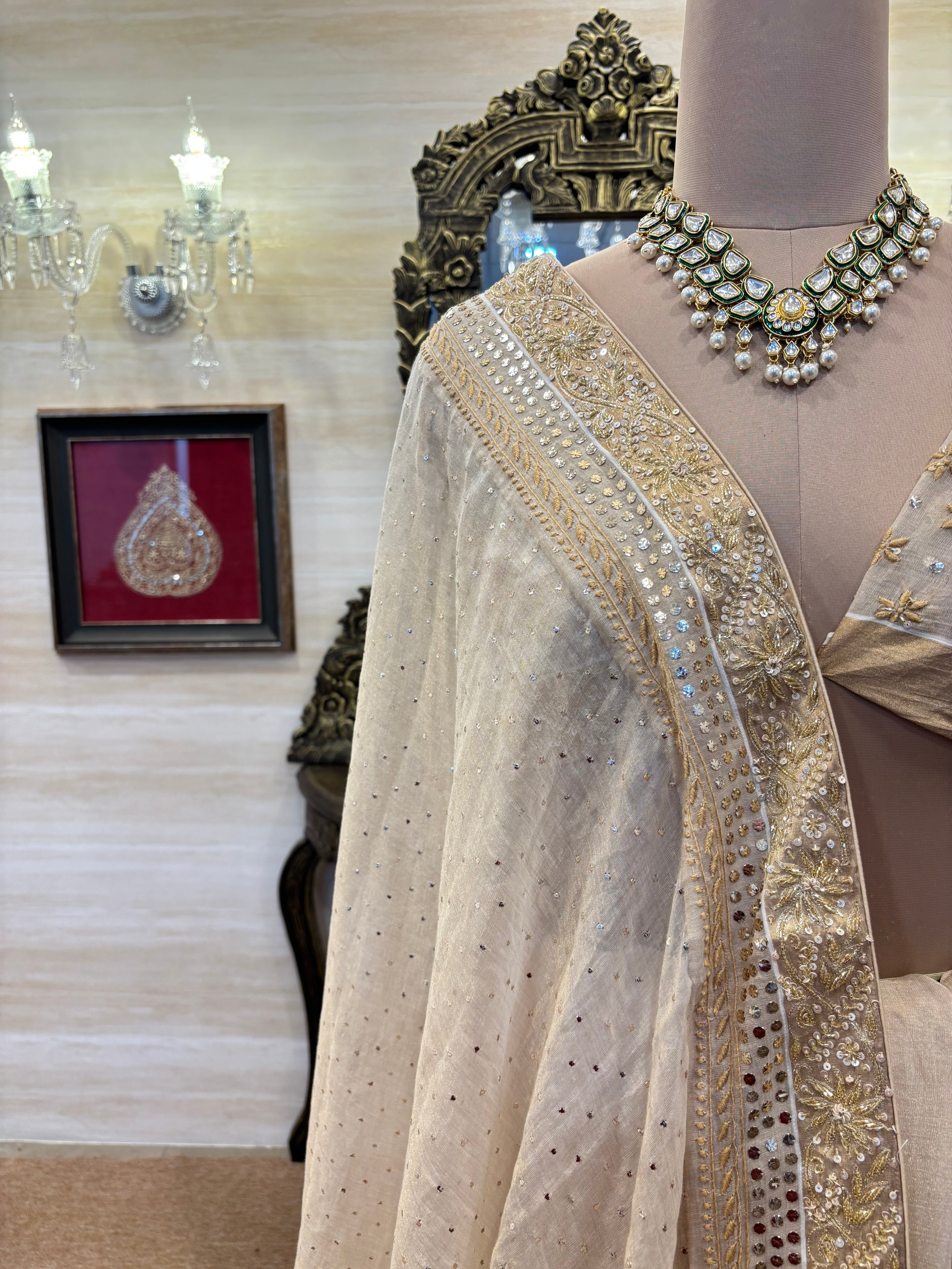 Dyeable Pure & Premium Tissue Chikankari Saree