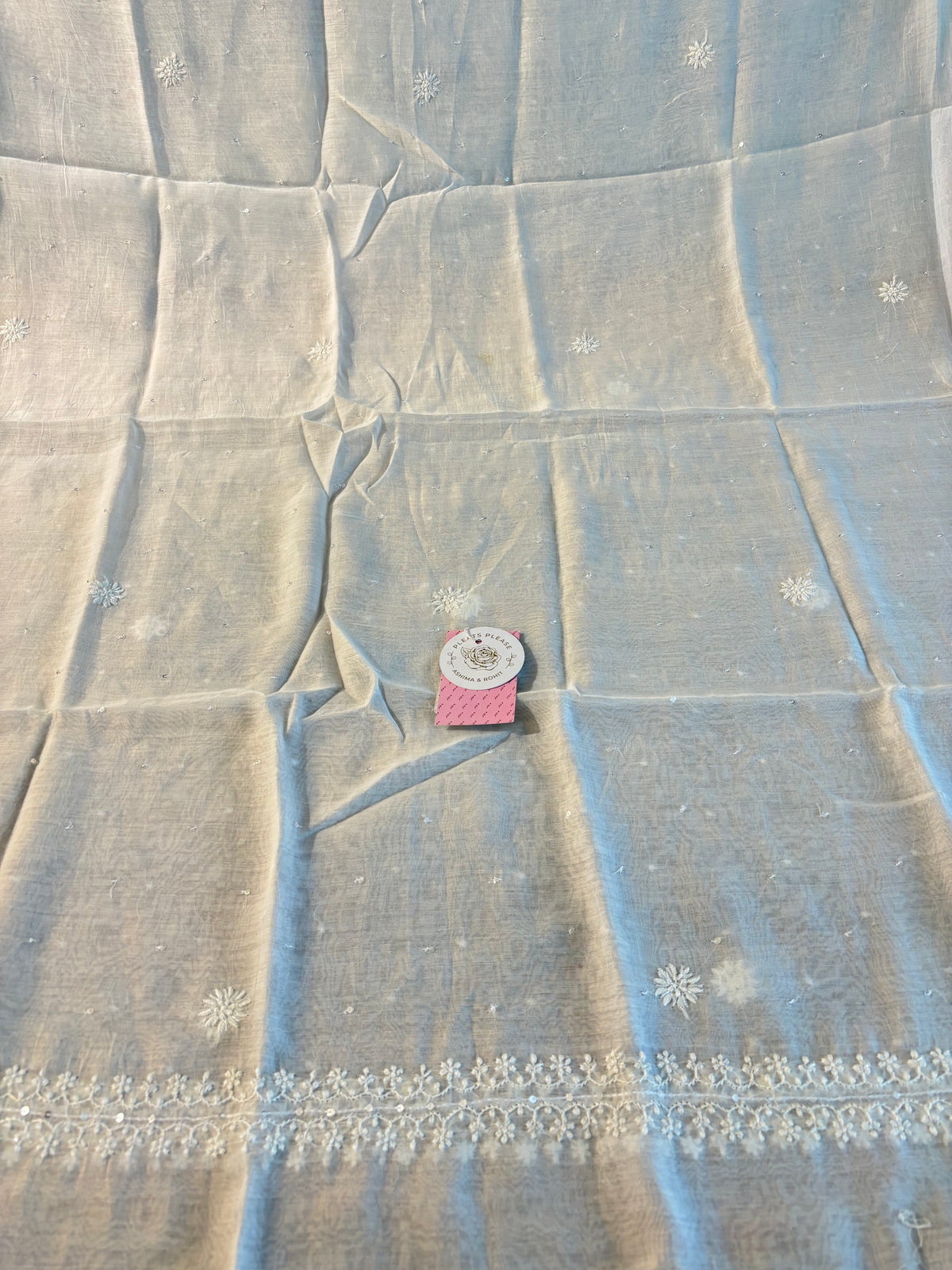 Dyeable Chanderi Chikankari Kurta & Dupatta - Pleats PleaseChikankari