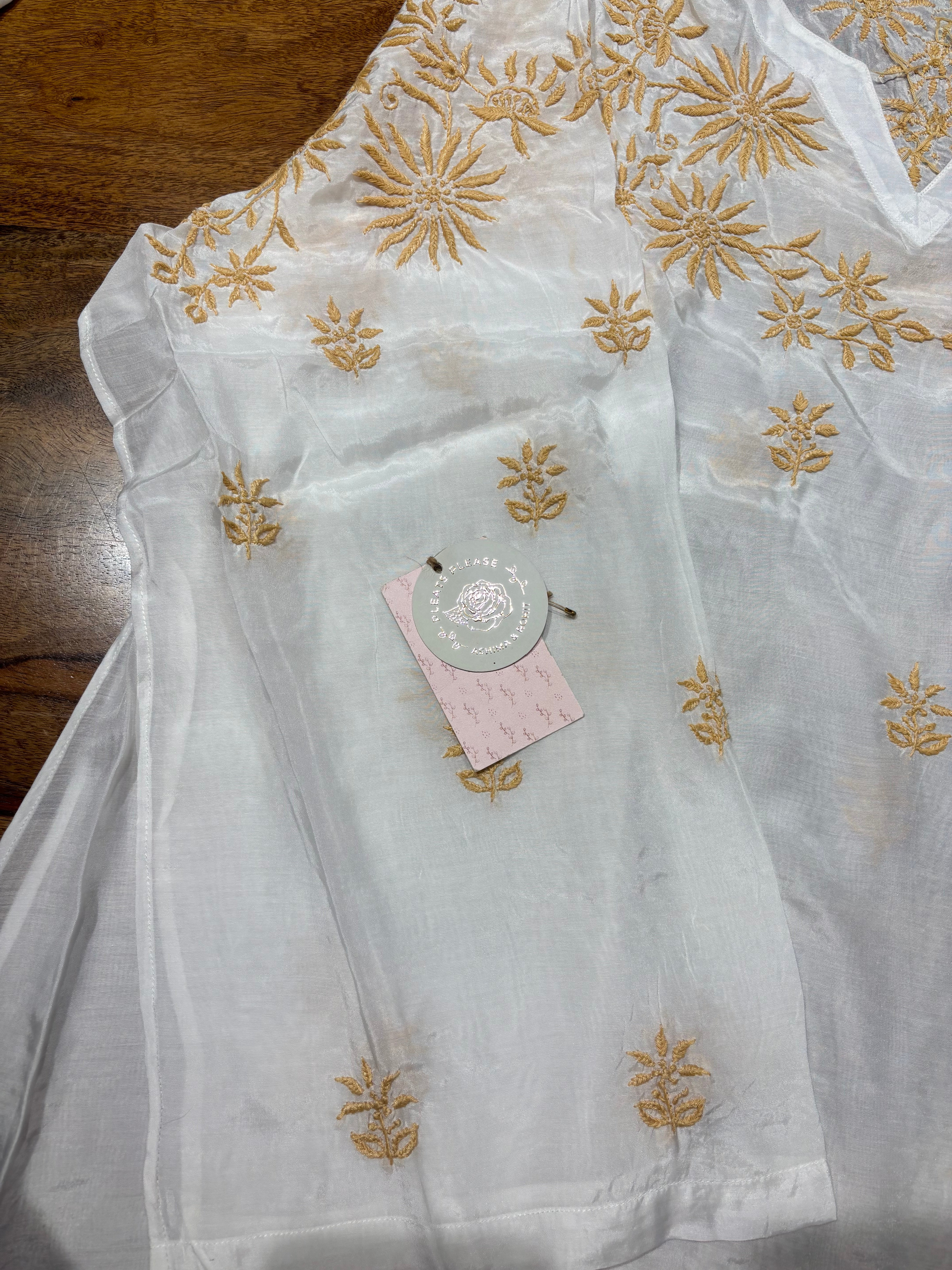 Dyeable Muslin Silk Chikankari Co-ord Set