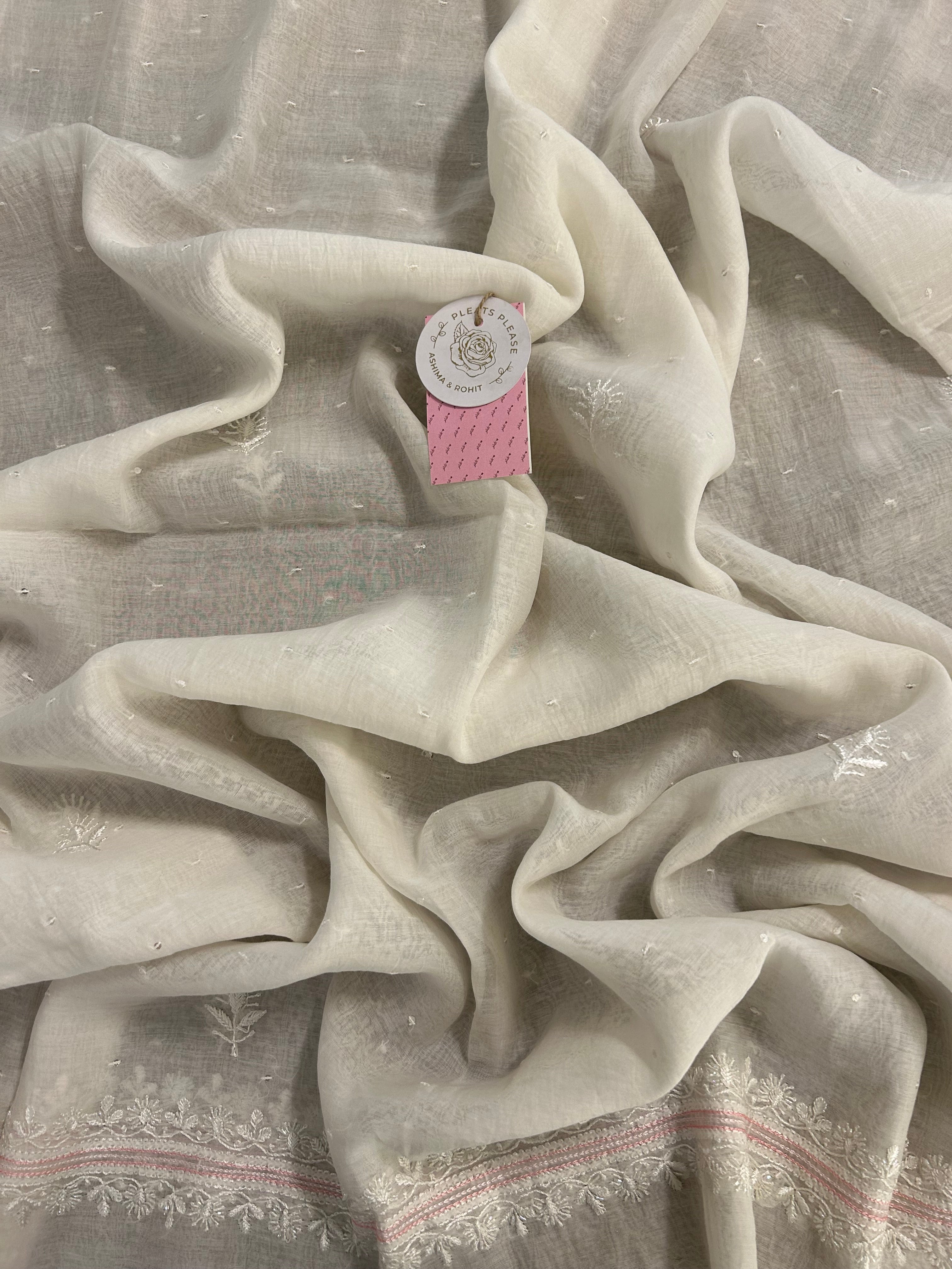 Dyeable Chanderi Parsi Gara Chikankari Kurta & Dupatta