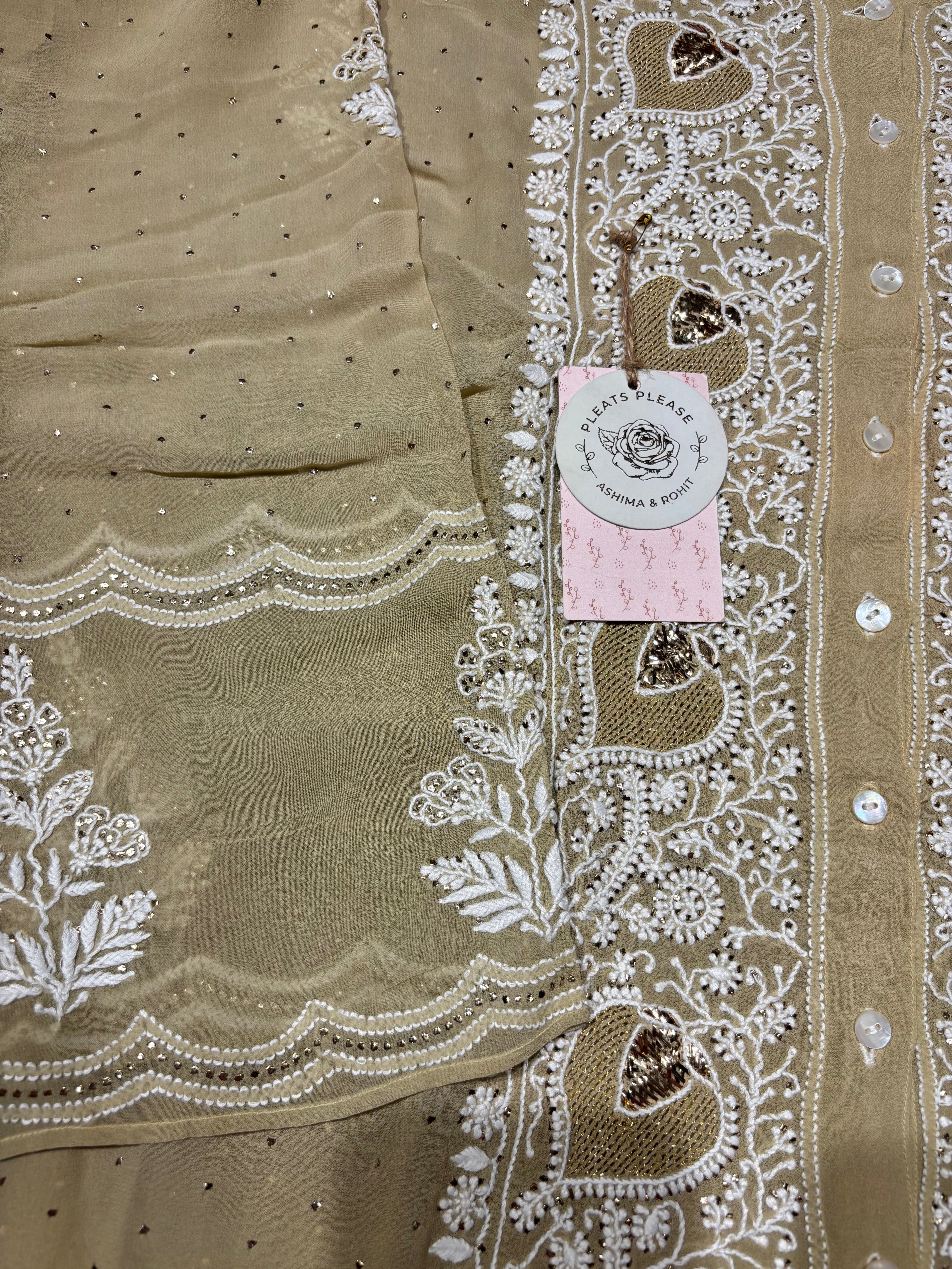 Brown Pure And Premium  Georgette Chikankari Co-ord Set