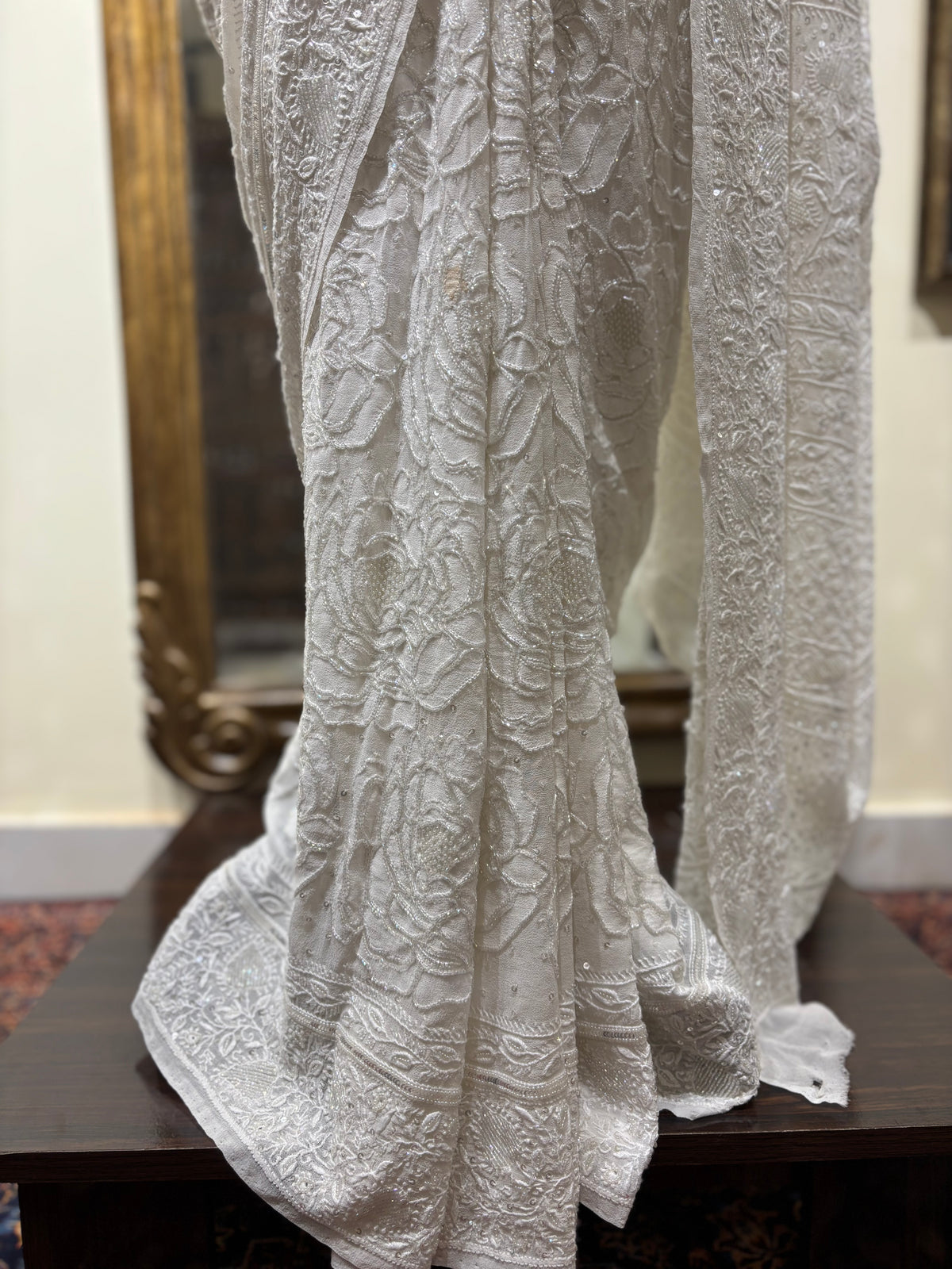 Dyeable Pure & Premium Georgette Chikankari Saree