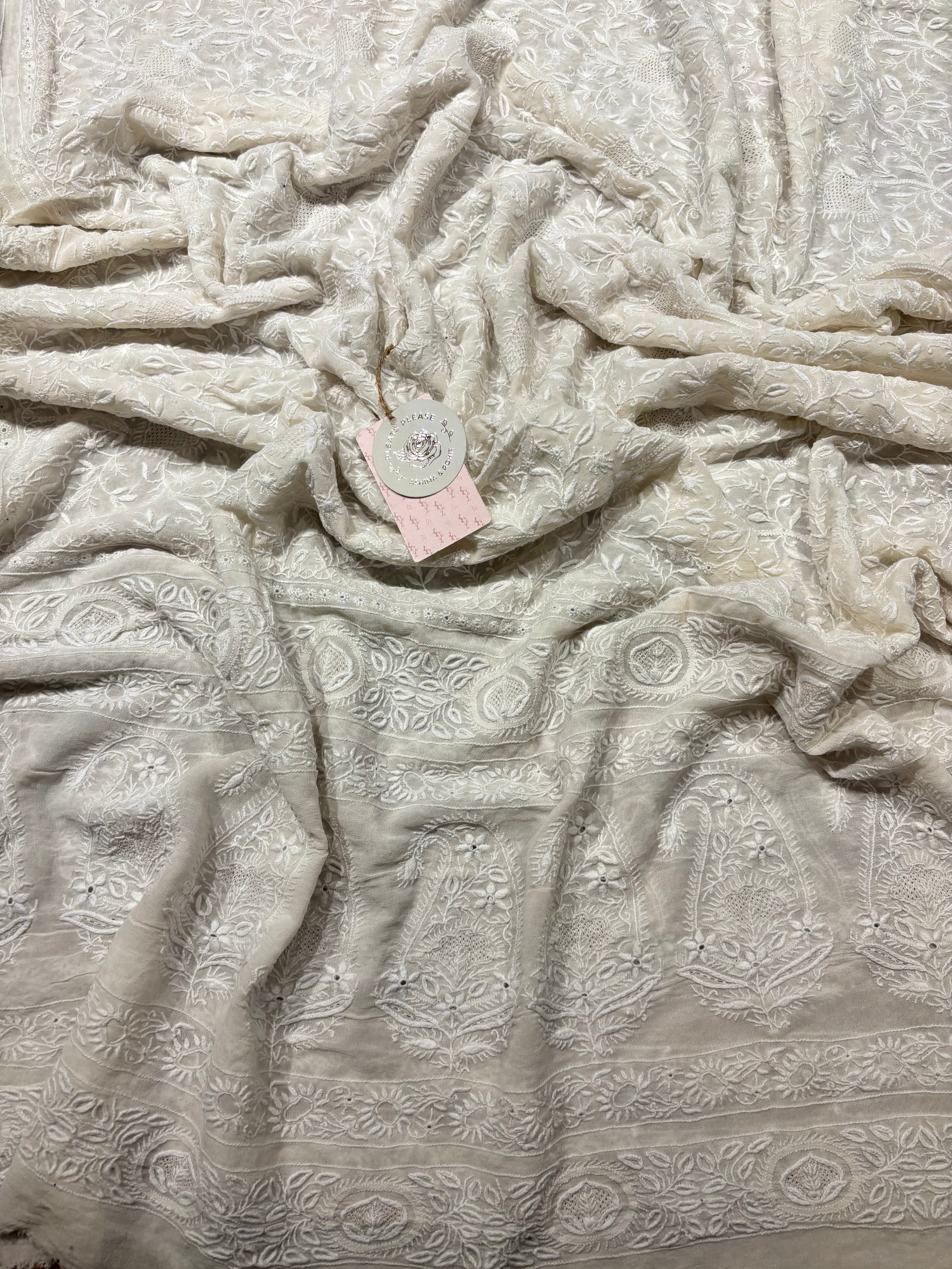 Dyeable Pure & Premium Georgette Chikankari Dupatta