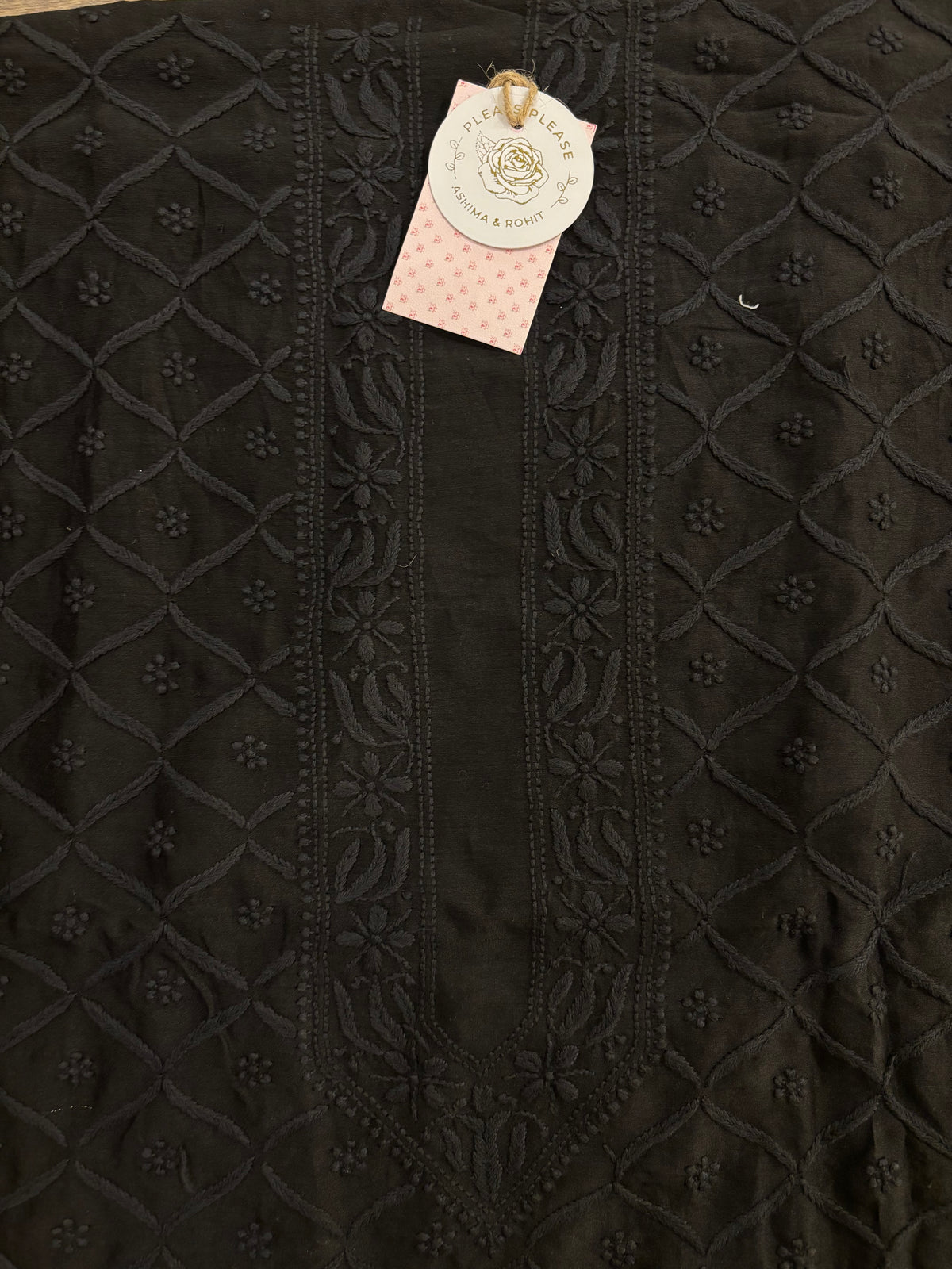 Black Chanderi Men’s Chikankari Kurta