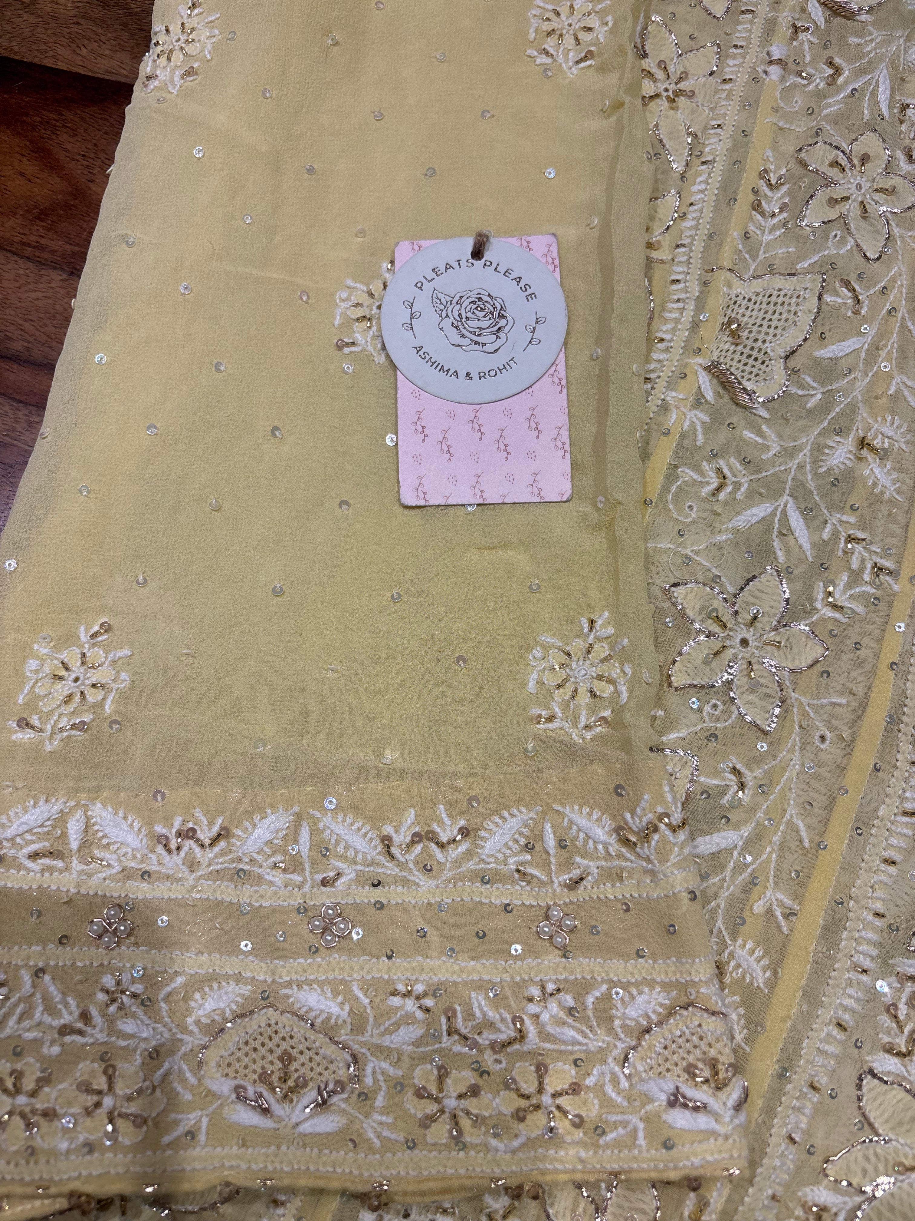 Butter Yellow Pure & Premium Georgette Chikankari Anarkali & Dupatta Set