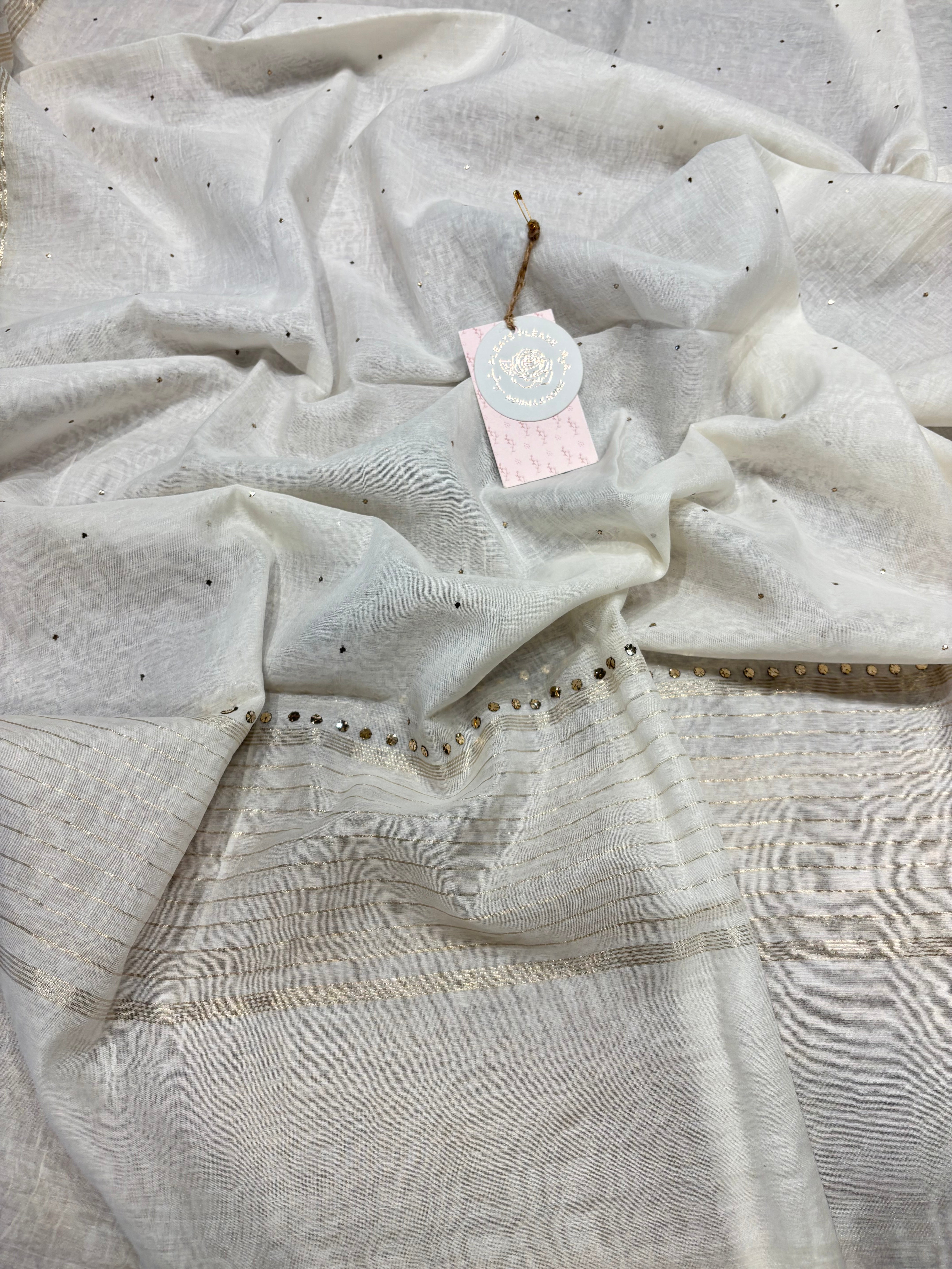 Dyeable Chanderi Mul Mukaish A-line Kurta And Dupatta Set