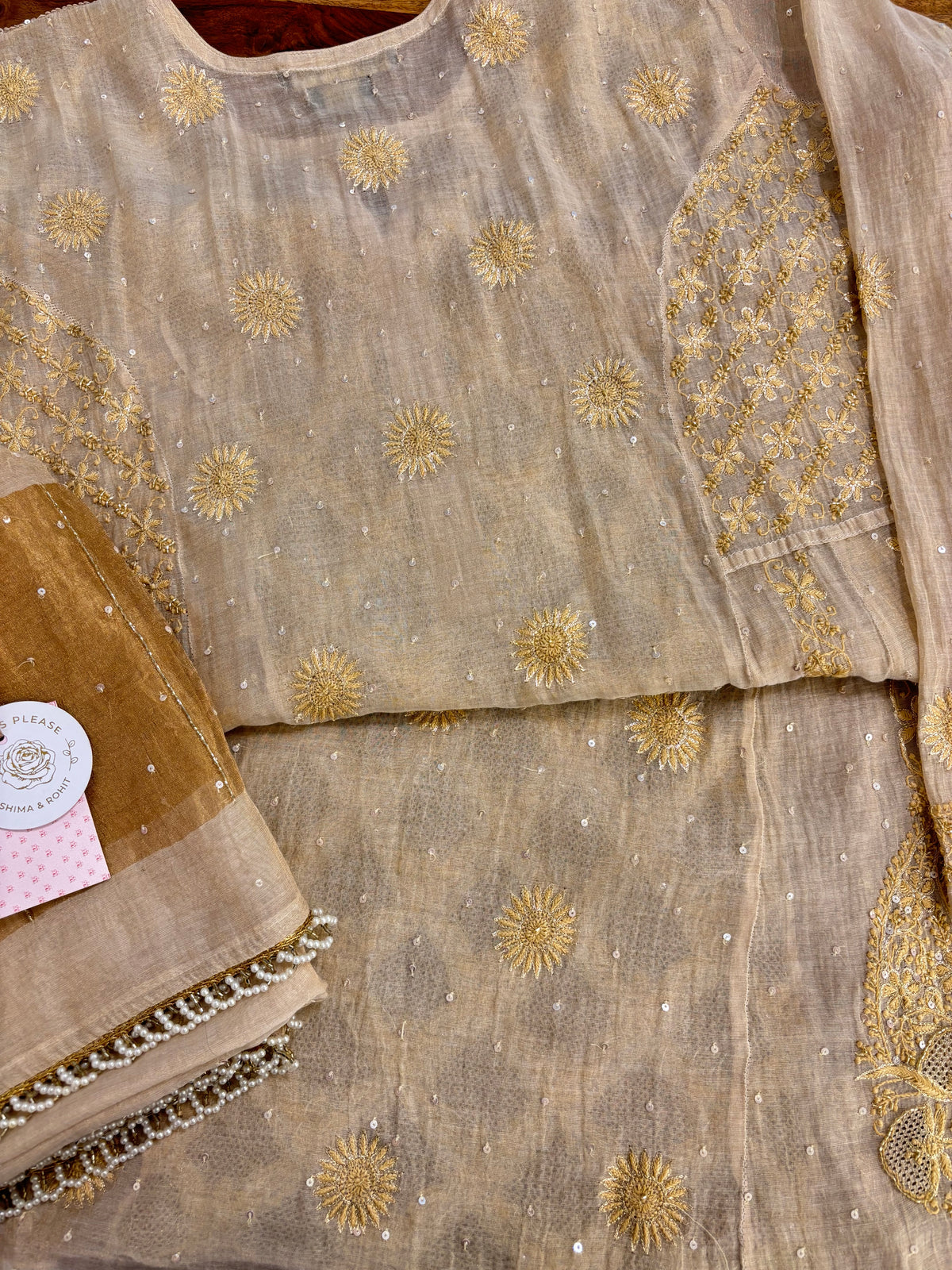 Dyeable Pure & Premium Tissue Chikankari Jaal Anarkali & Dupatta