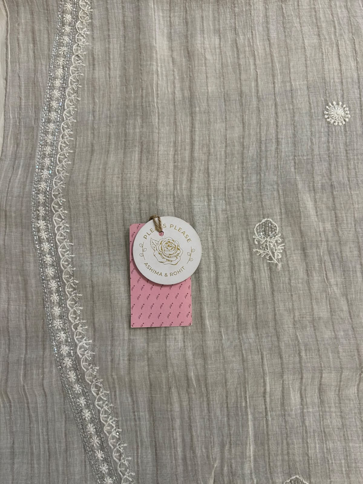 Dyeable Chanderi Silk Men’s Silver Embellished Chikankari Kurta