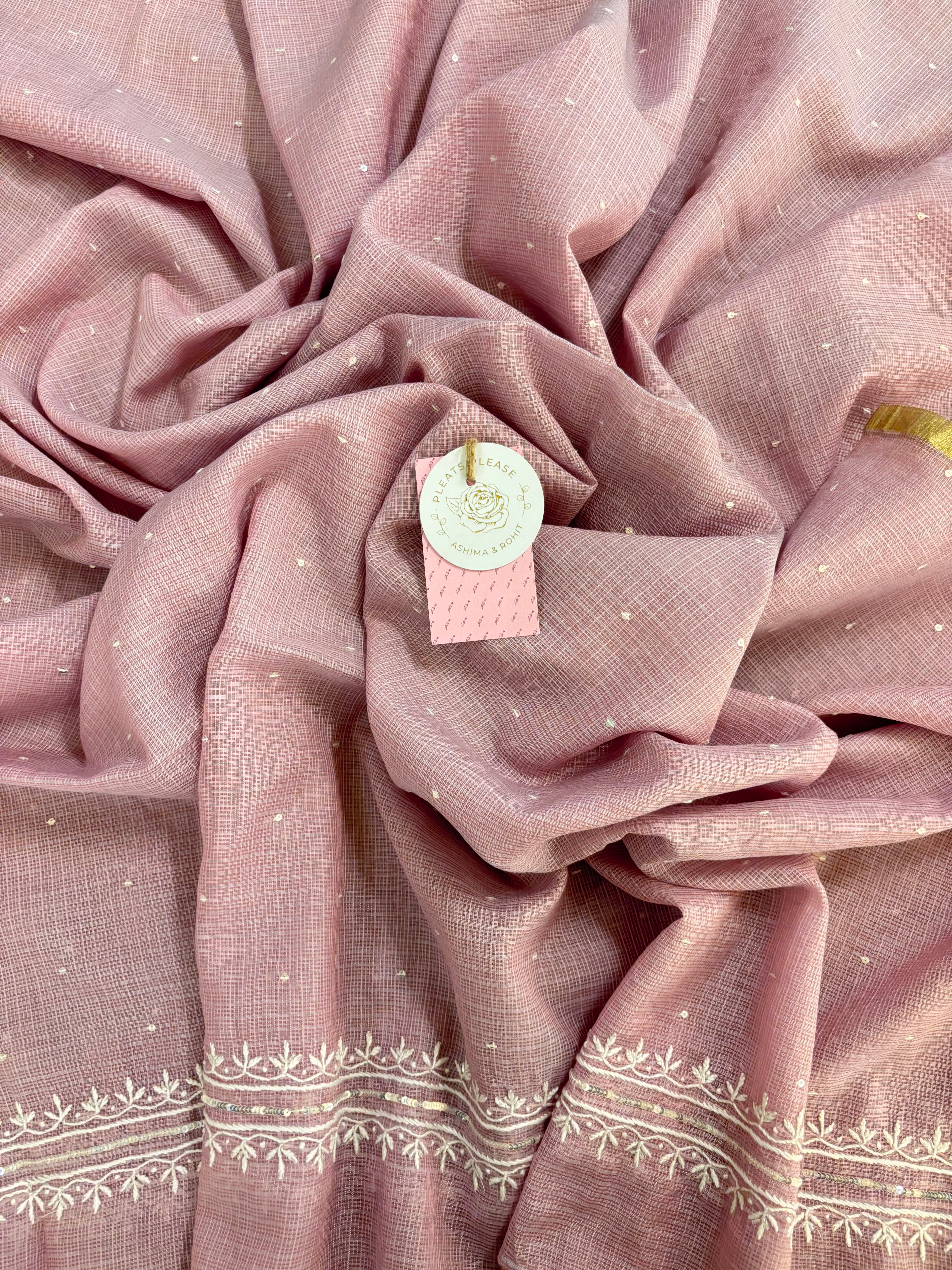 Lilac Kota Doria Chikankari Kurta & Dupatta