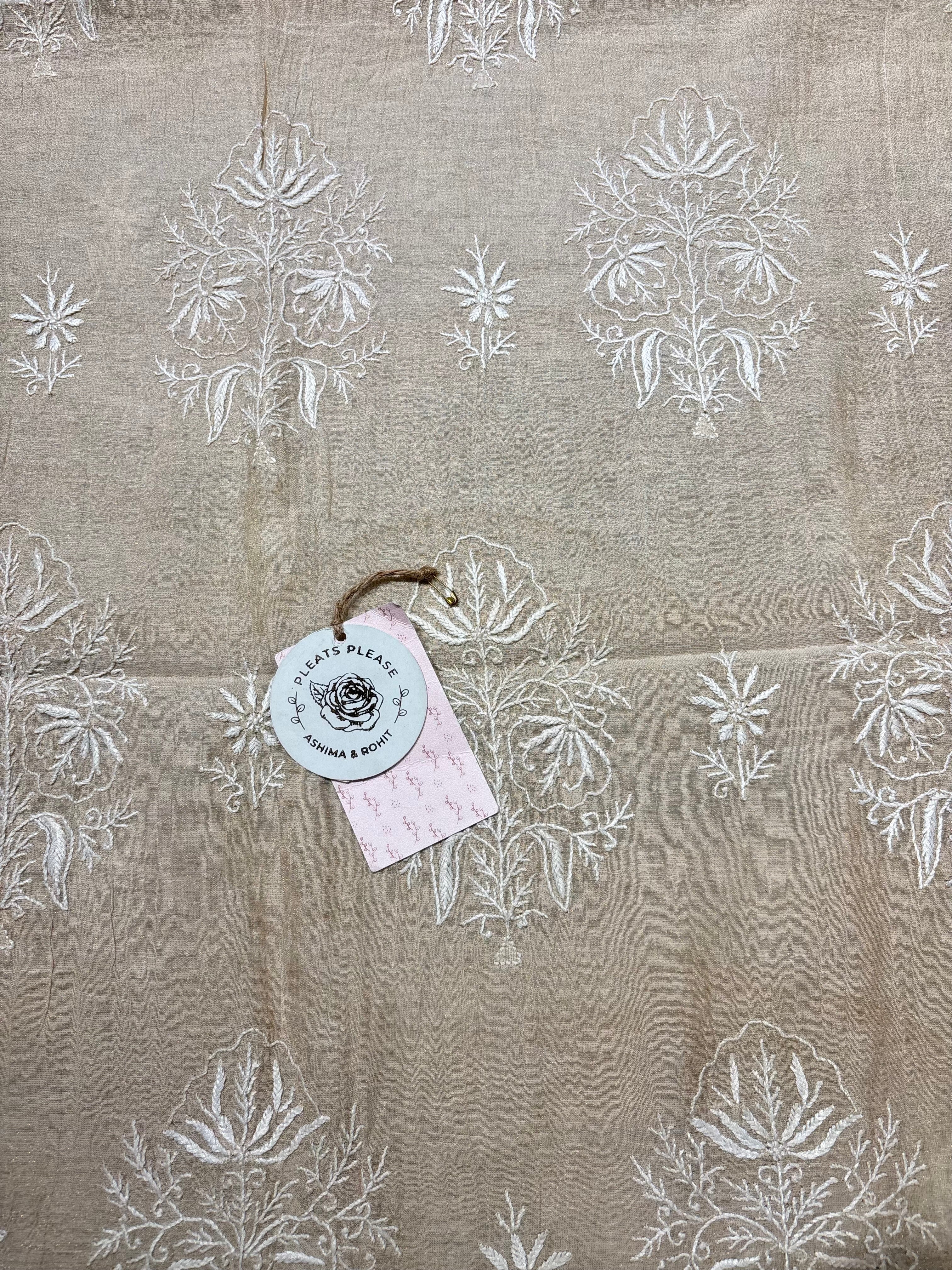 Dyeable Golden Tissue Chikankari Kurta & Dupatta Fabric