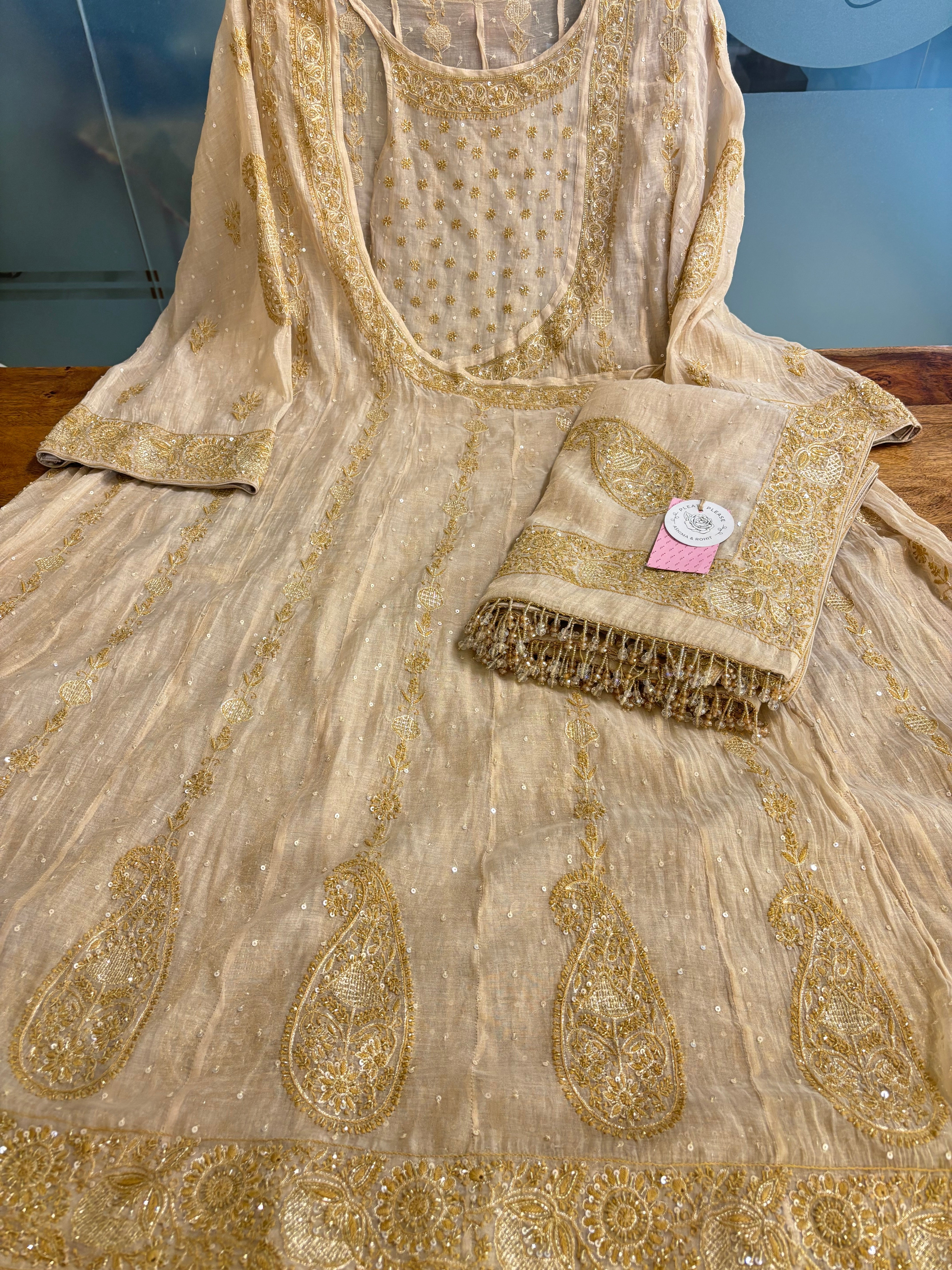 Dyeable Pure & Premium Chikankari Bajirao Angrakha & Dupatta Set