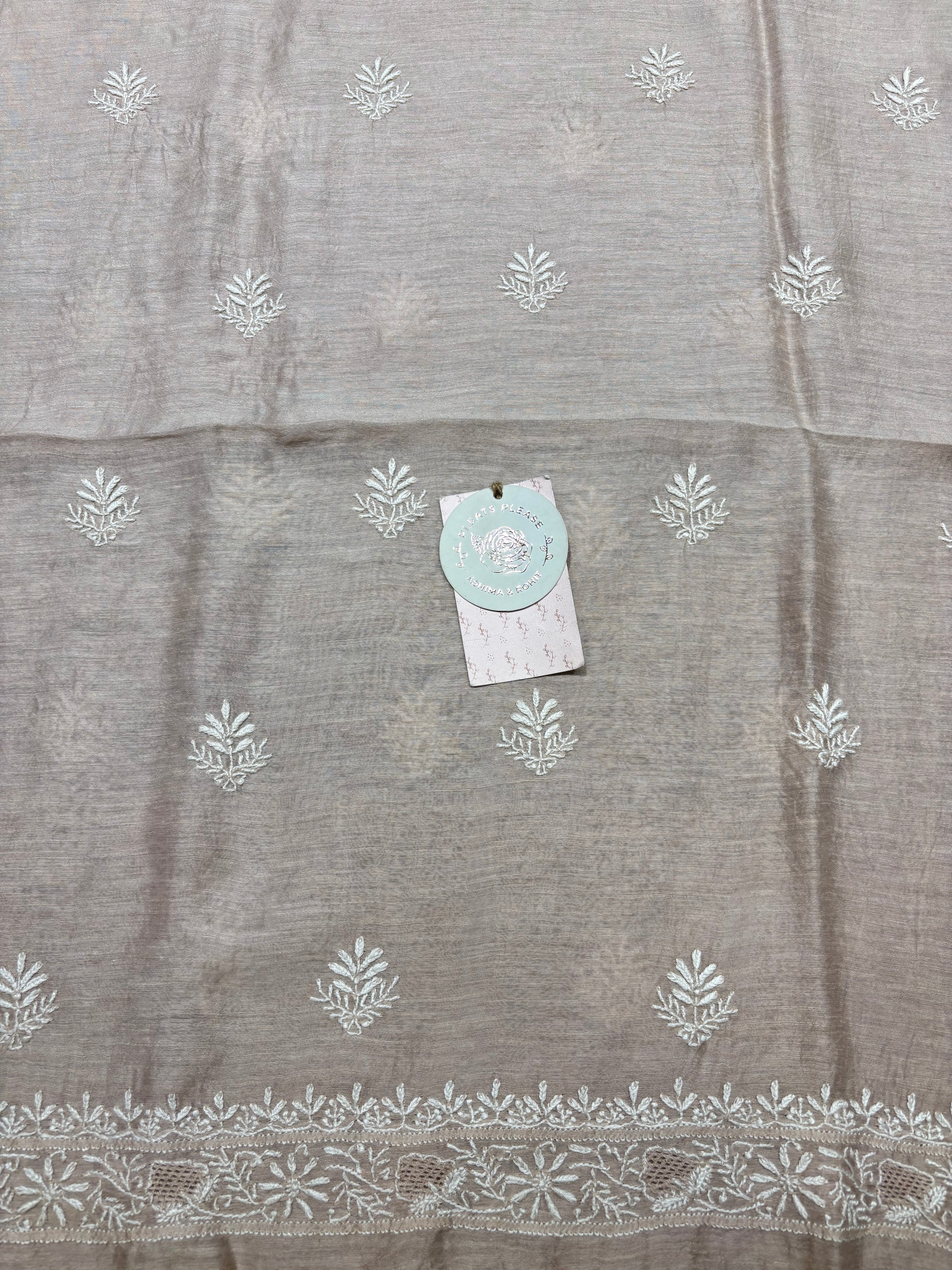 Rose Gold Linen Chikankari Men’s Kurta Fabric