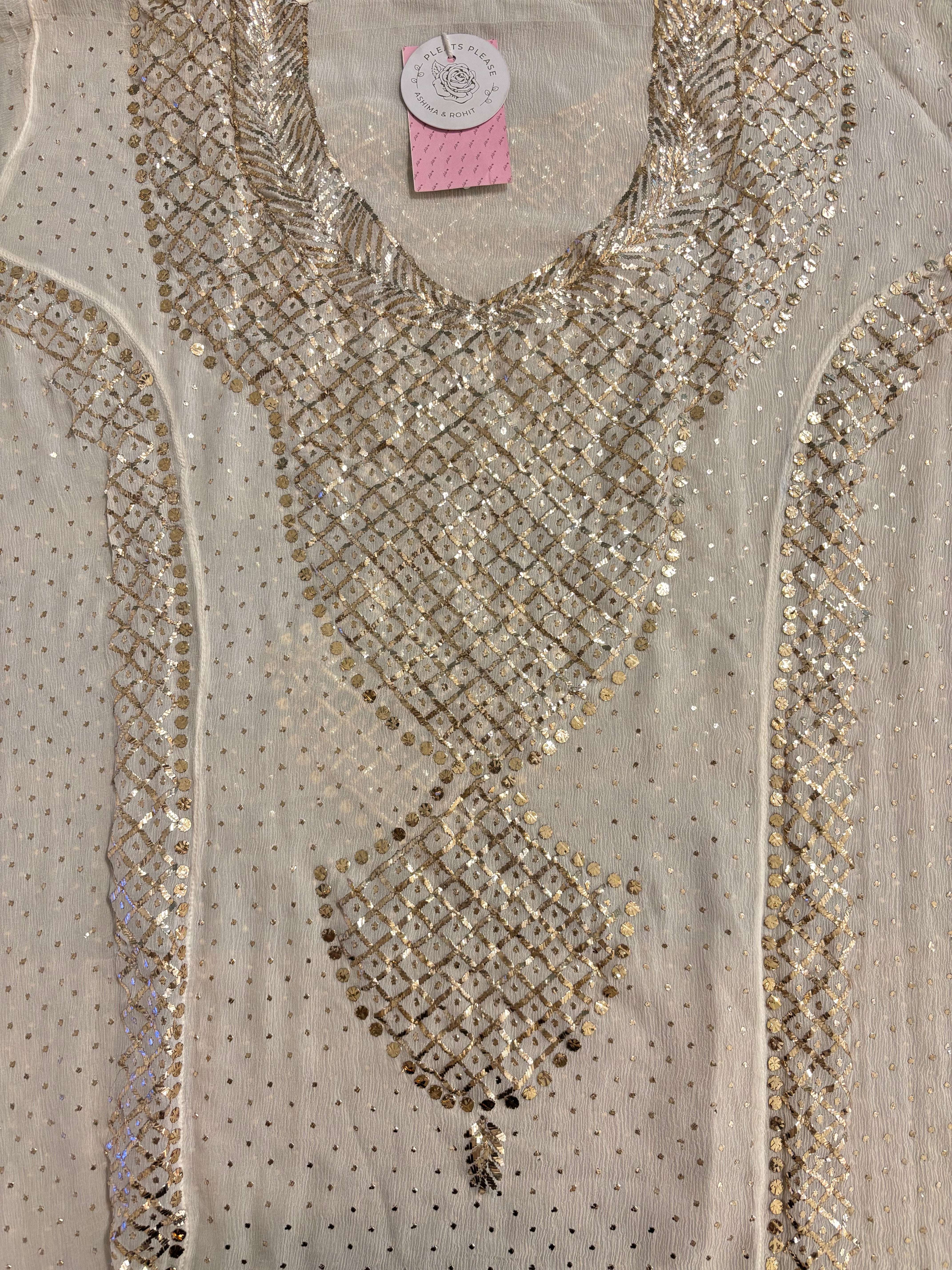 Dyeable Pure Chiffon Mukaish Kurta & Dupatta