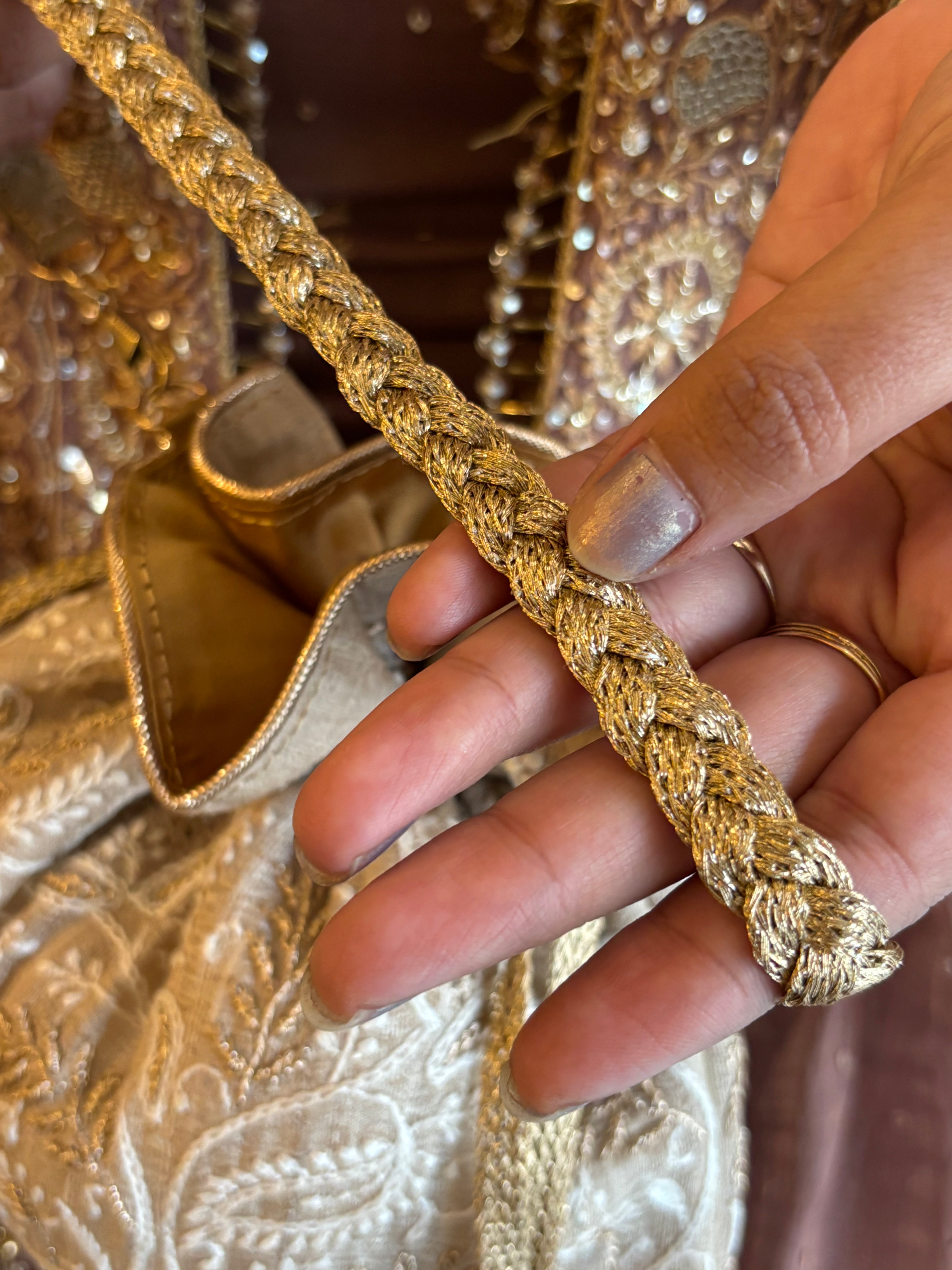 Beige Chikankari Potli