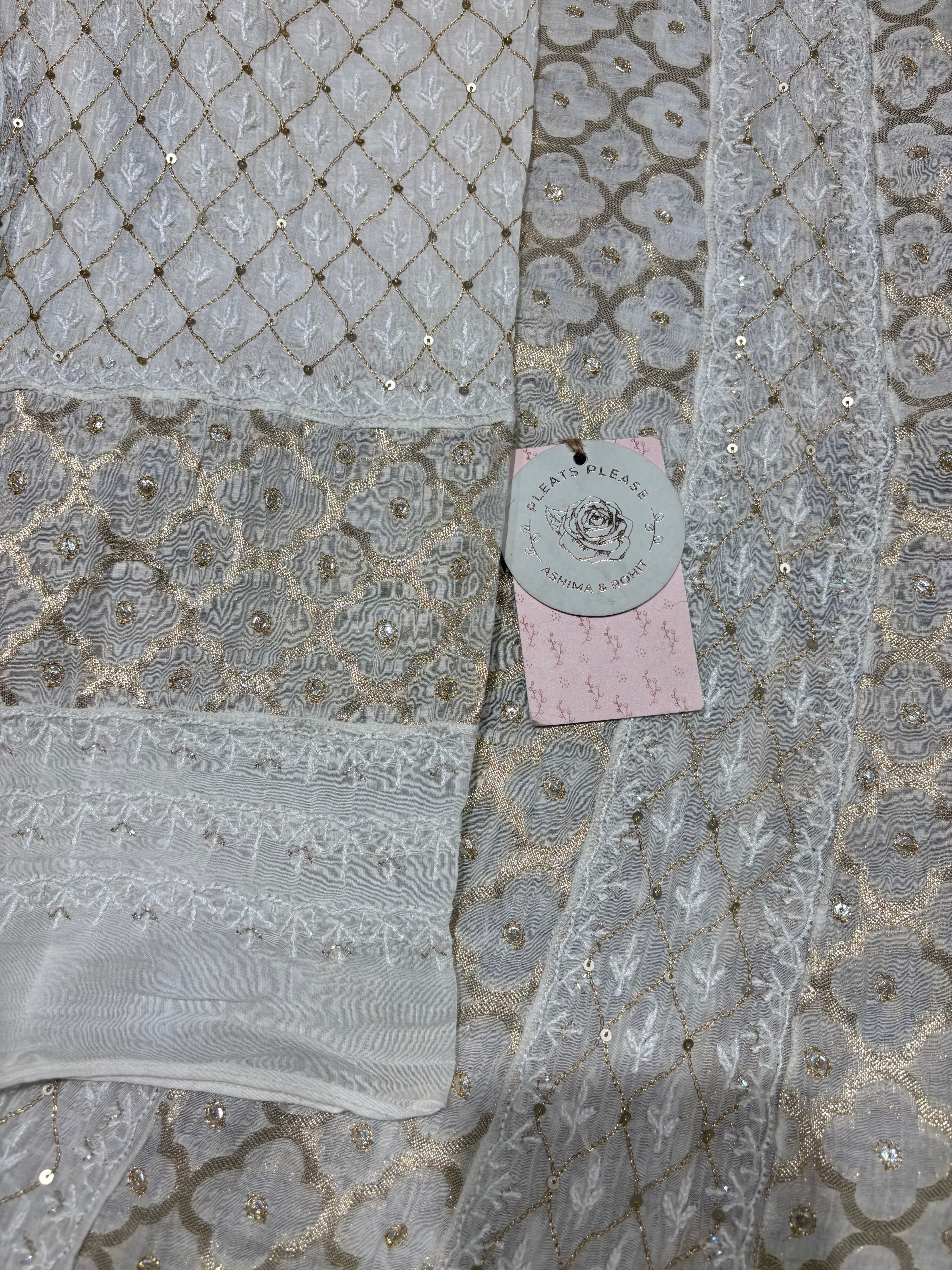 Dyeable Chanderi Silk Chikankari Anarkali & Dupatta Set