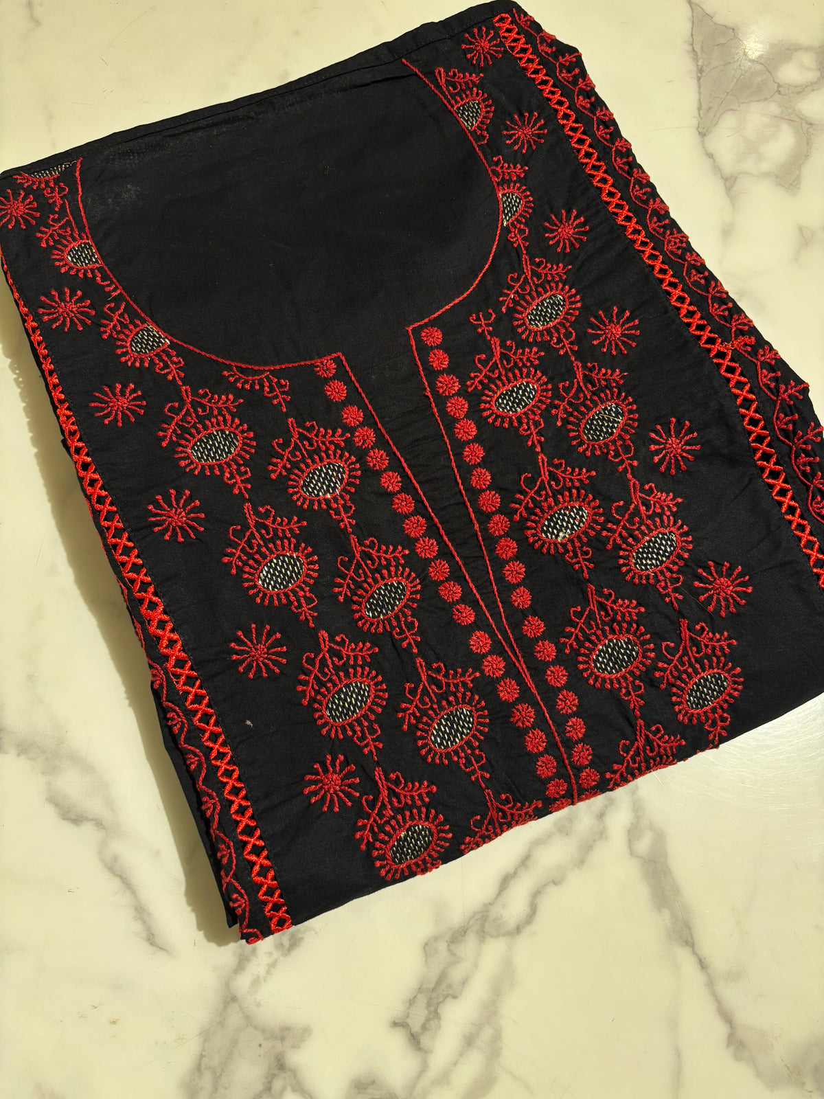 Black Cotton Chikankari Women Kurta