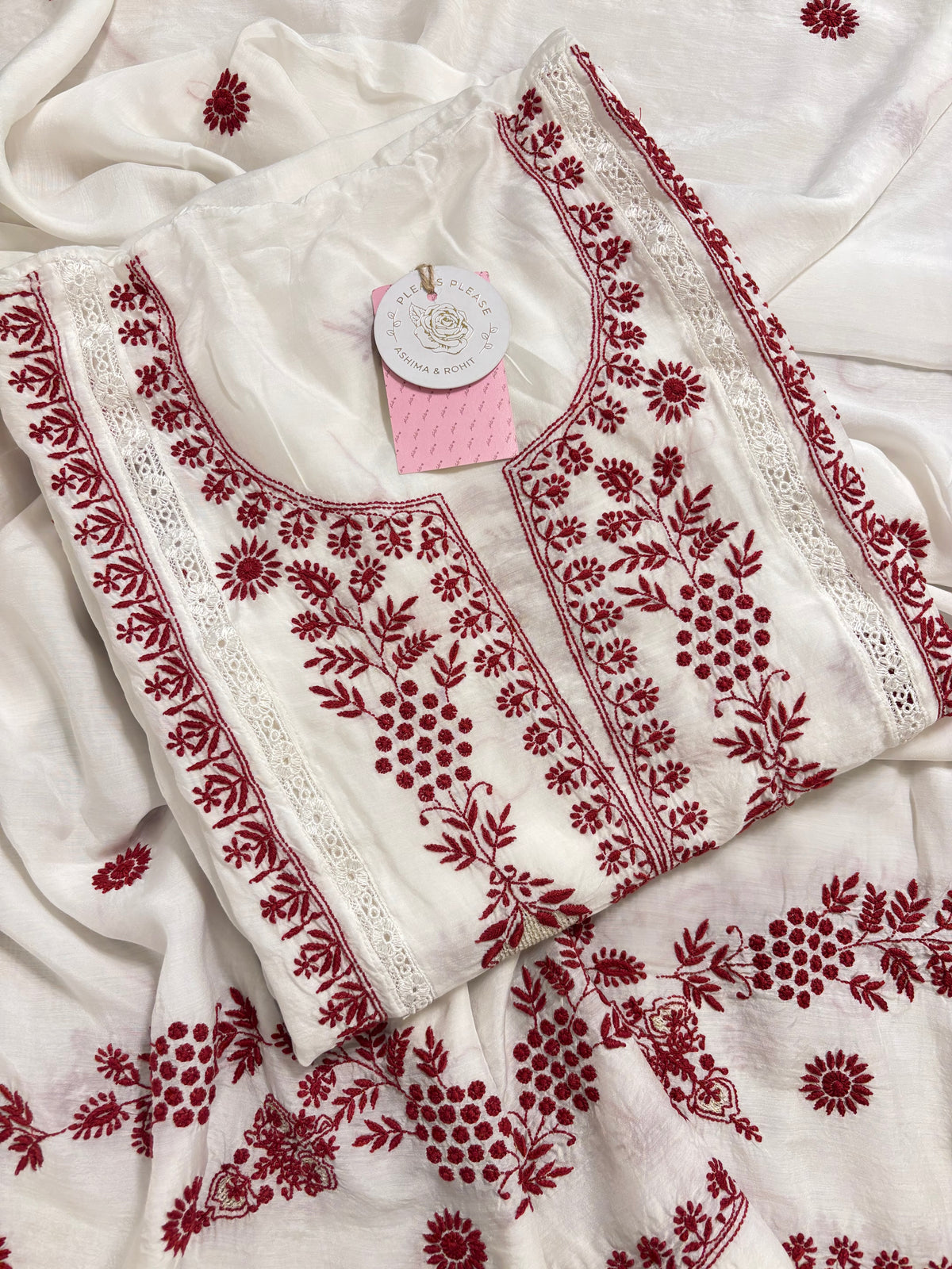 Dyeable Muslin Chikankari Kurta & Dupatta